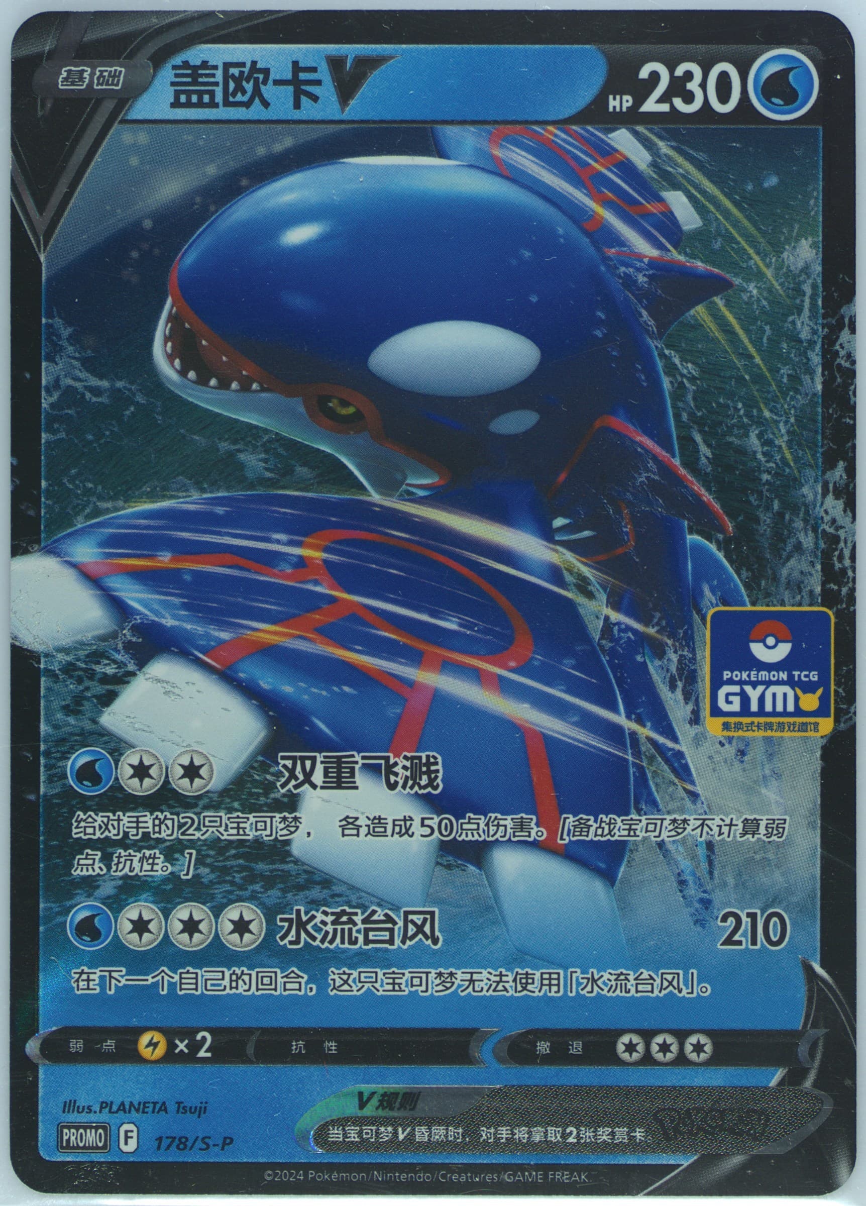 Kyogre V Pokemon TCG Gym Event Promo Pack Vol. 6 (178) 2024 Pokemon Simplified Chinese S Promo