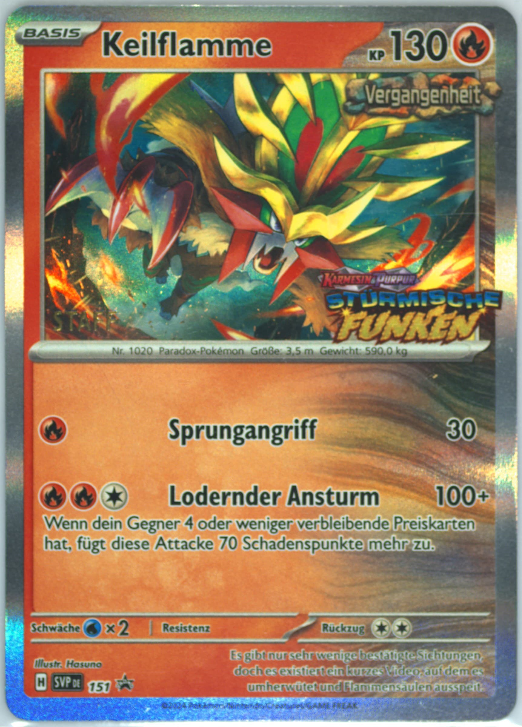 Gouging Fire Surging Sparks Prerelease-Staff (151) 2024 Pokemon German Svp de-SV Black Star Promo