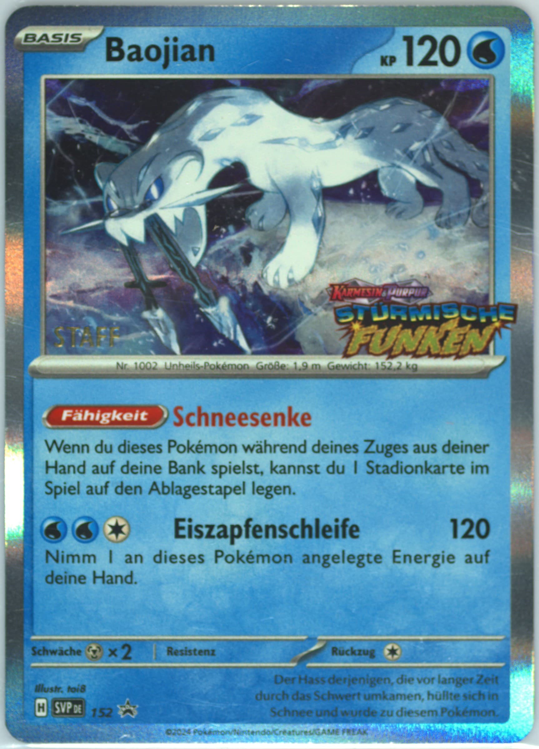 Chien-Pao Surging Sparks Prerelease-Staff (152) 2024 Pokemon German Svp de-SV Black Star Promo