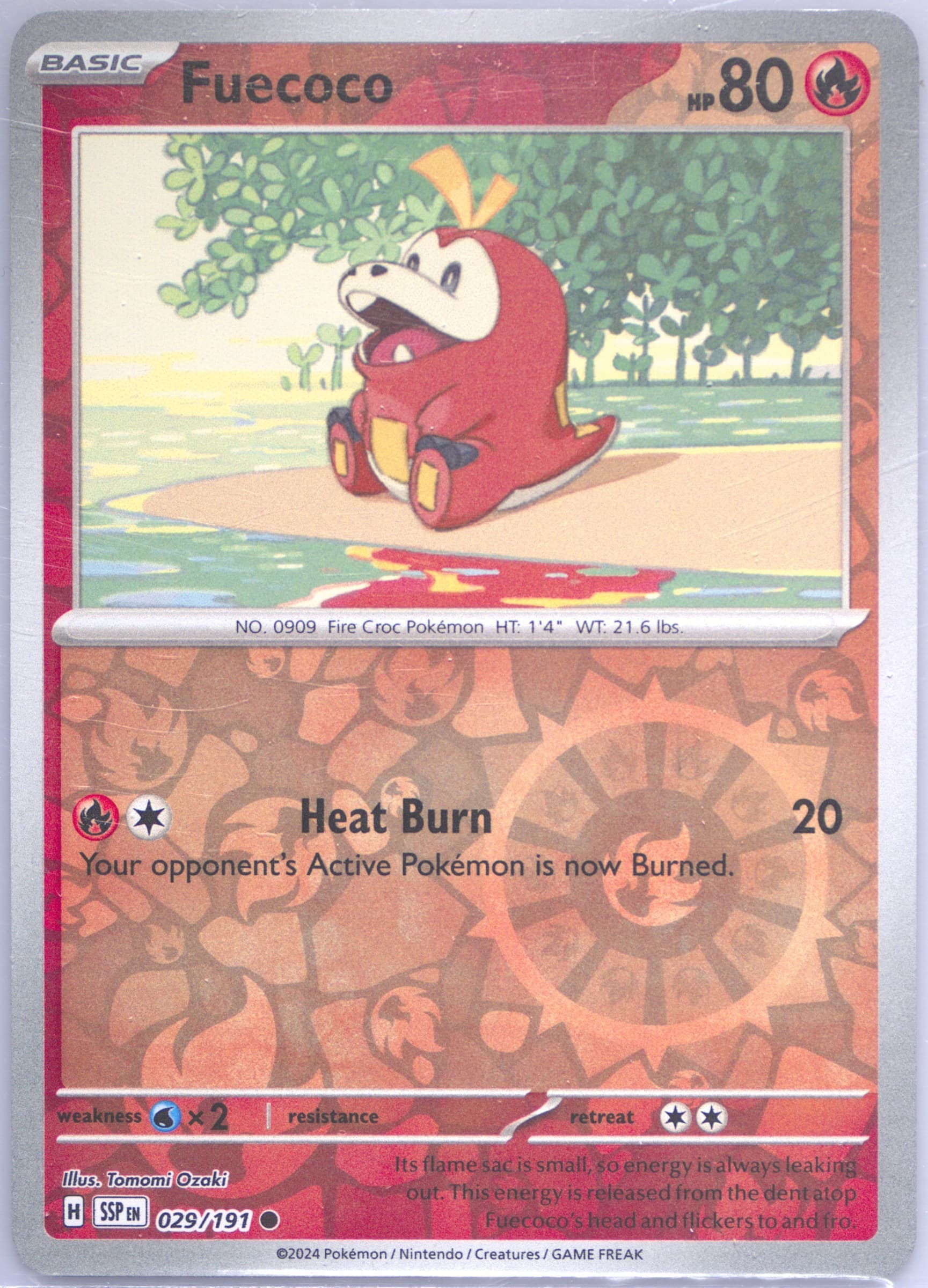 Fuecoco Reverse Holo (029) 2024 Pokemon Ssp EN-Surging Sparks