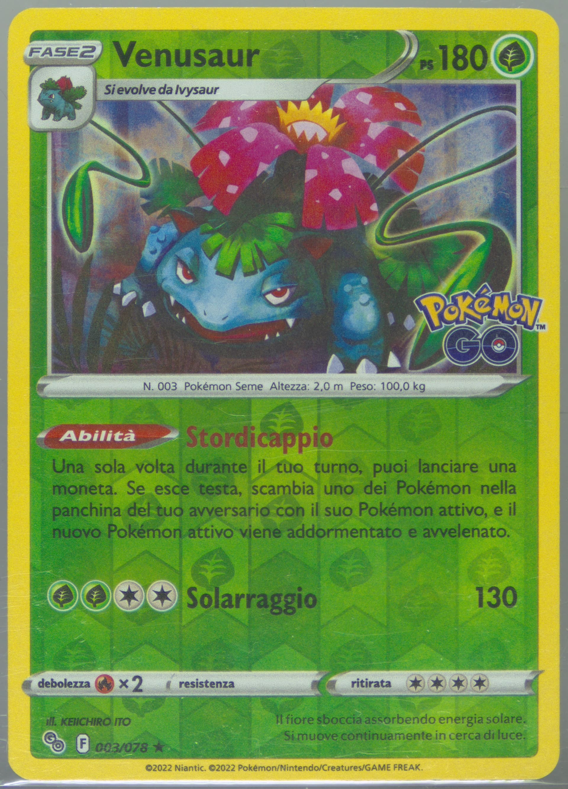 Venusaur-Reverse Foil Italian (003) 2022 Pokemon Go