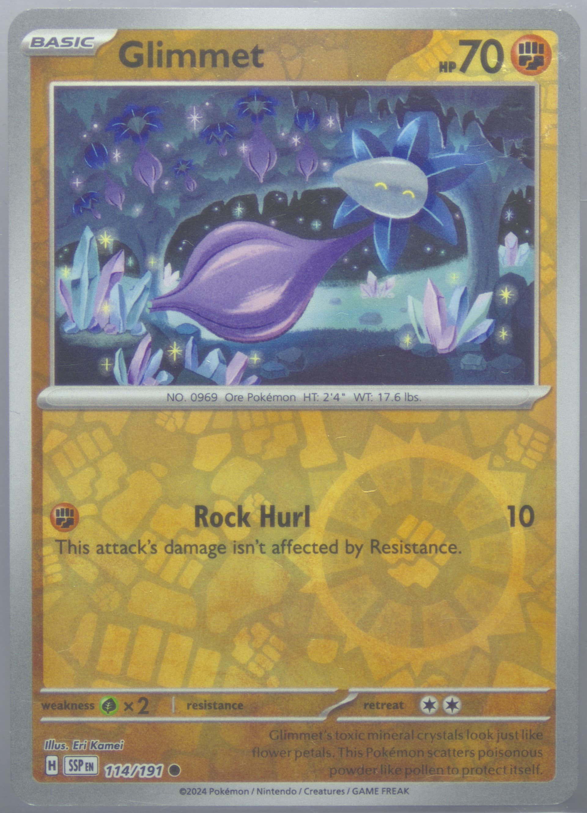 Glimmet Reverse Holo (114) 2024 Pokemon Ssp EN-Surging Sparks