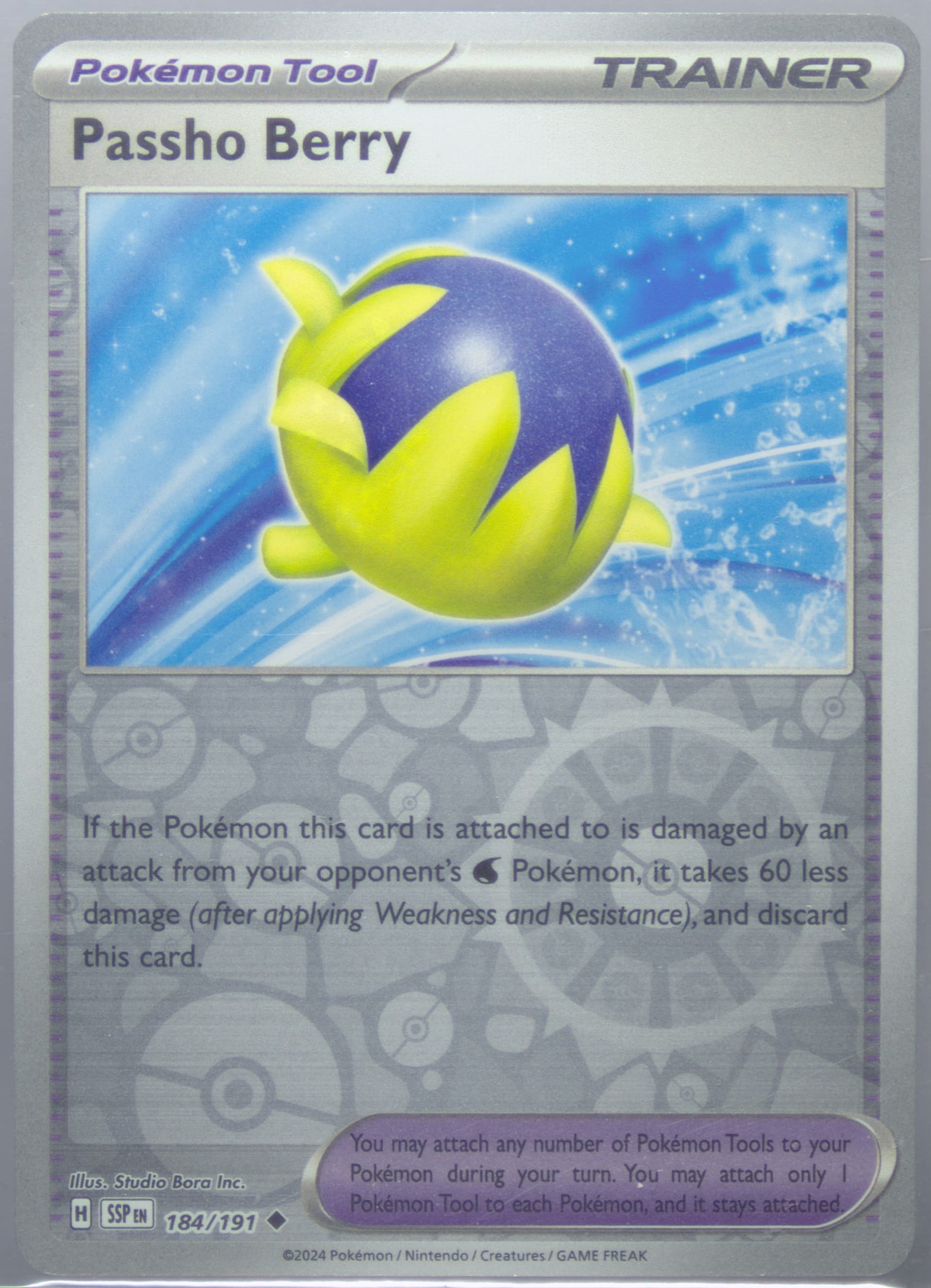 Passho Berry Reverse Holo (184) 2024 Pokemon Ssp EN-Surging Sparks