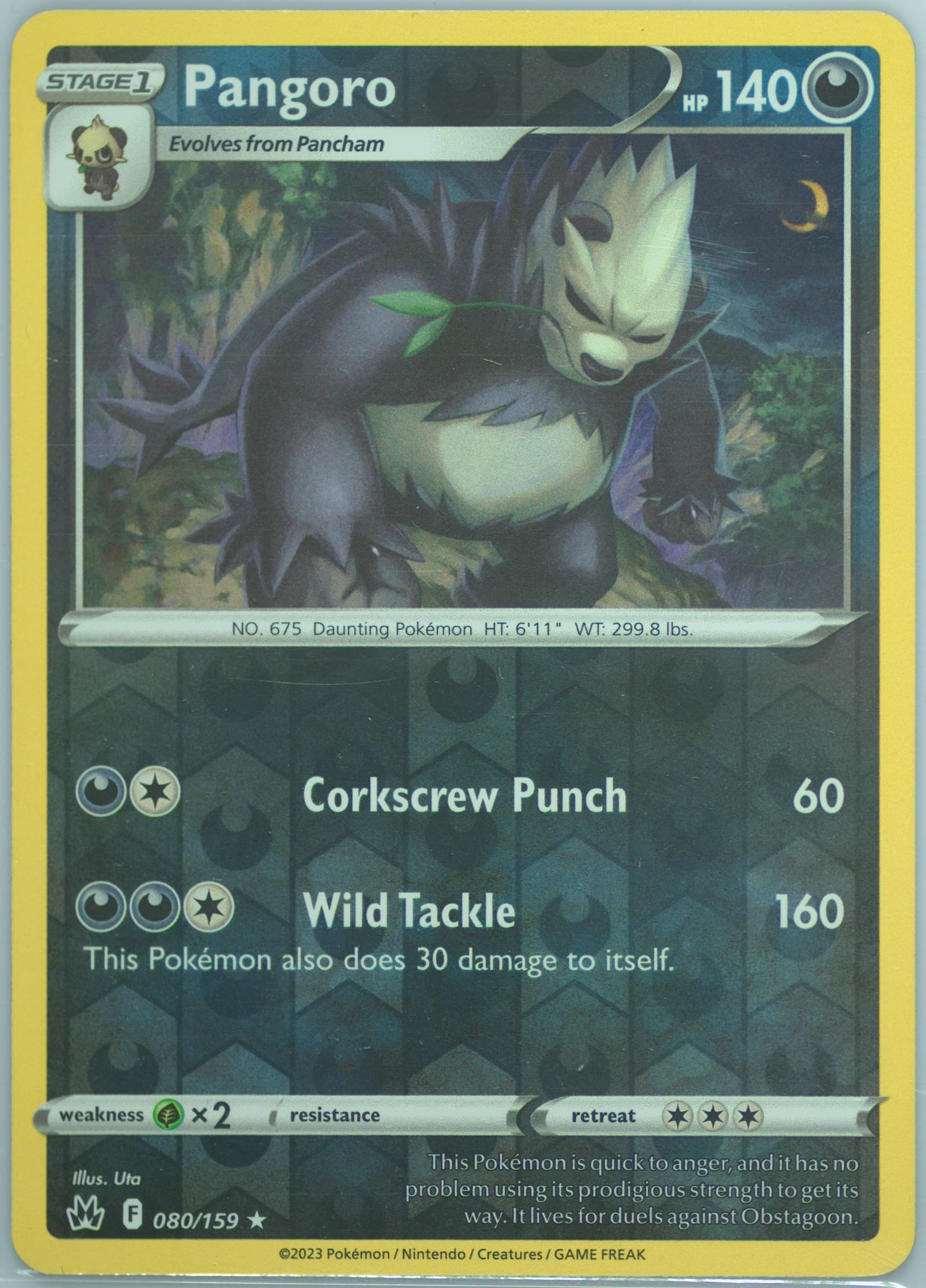 Pangoro-Reverse Foil (080) 2023 Pokemon Sword and Shield Crown Zenith