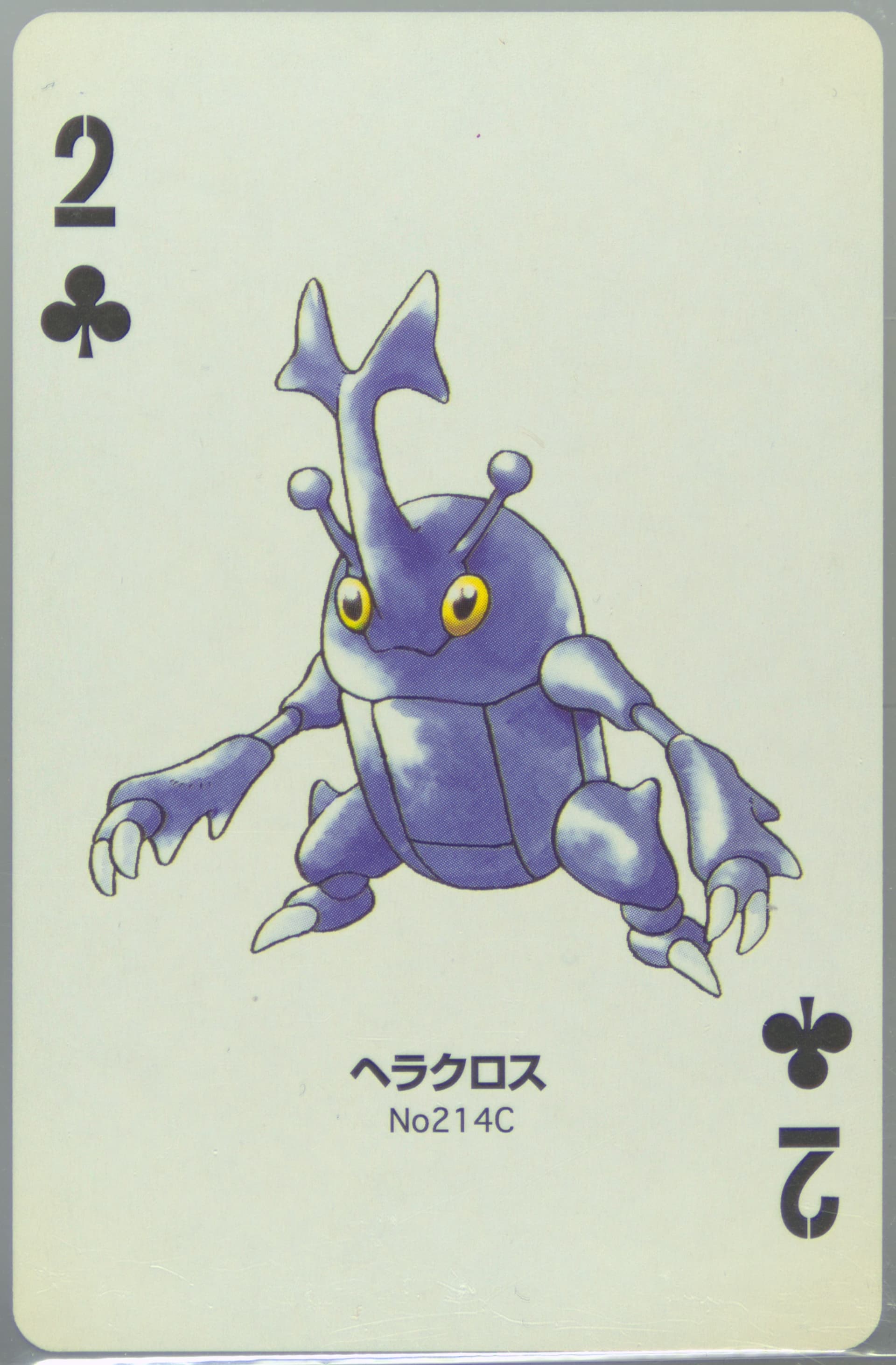 Heracross 2 of Clubs (214C) 2000 Pokemon Gold Version Part 2 Playing Cards