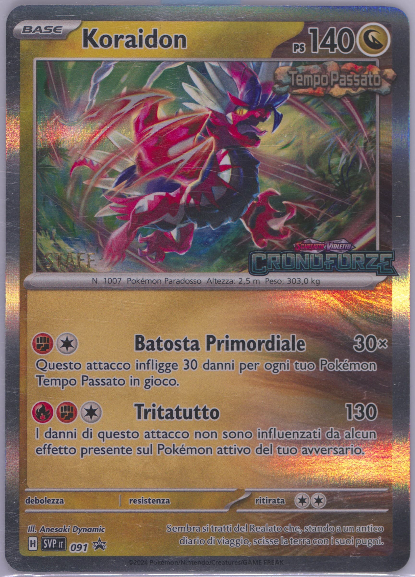 Koraidon Temporal Forces Prerelease-Staff (091) 2024 Pokemon Italian Svp It-SV Black Star Promo
