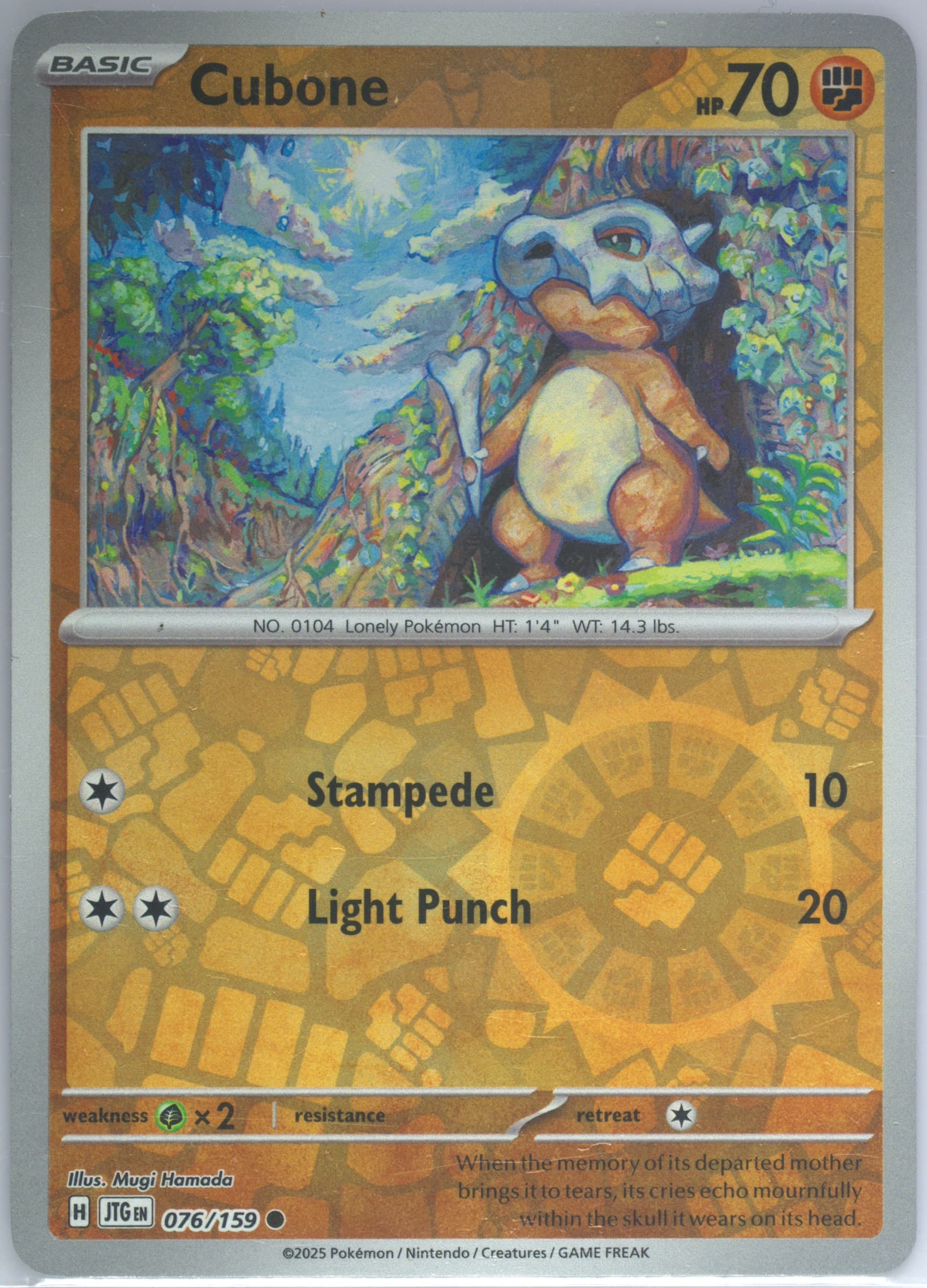 Cubone Reverse Holo (076) 2025 Pokemon Jtg EN-Journey Together