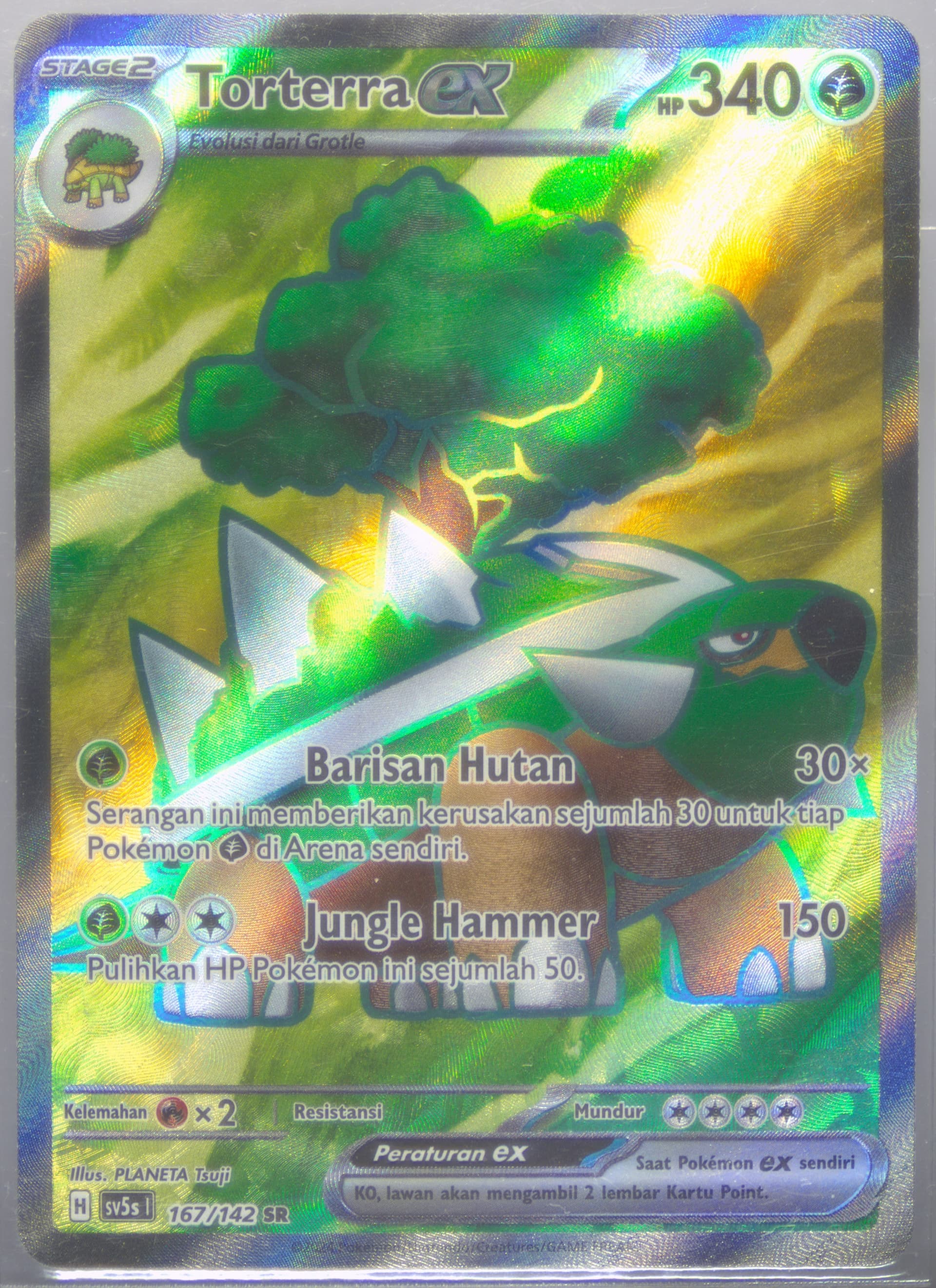 Torterra EX Super Rare (167) 2024 Pokemon Indonesian Sv5s I-Ace Paradox