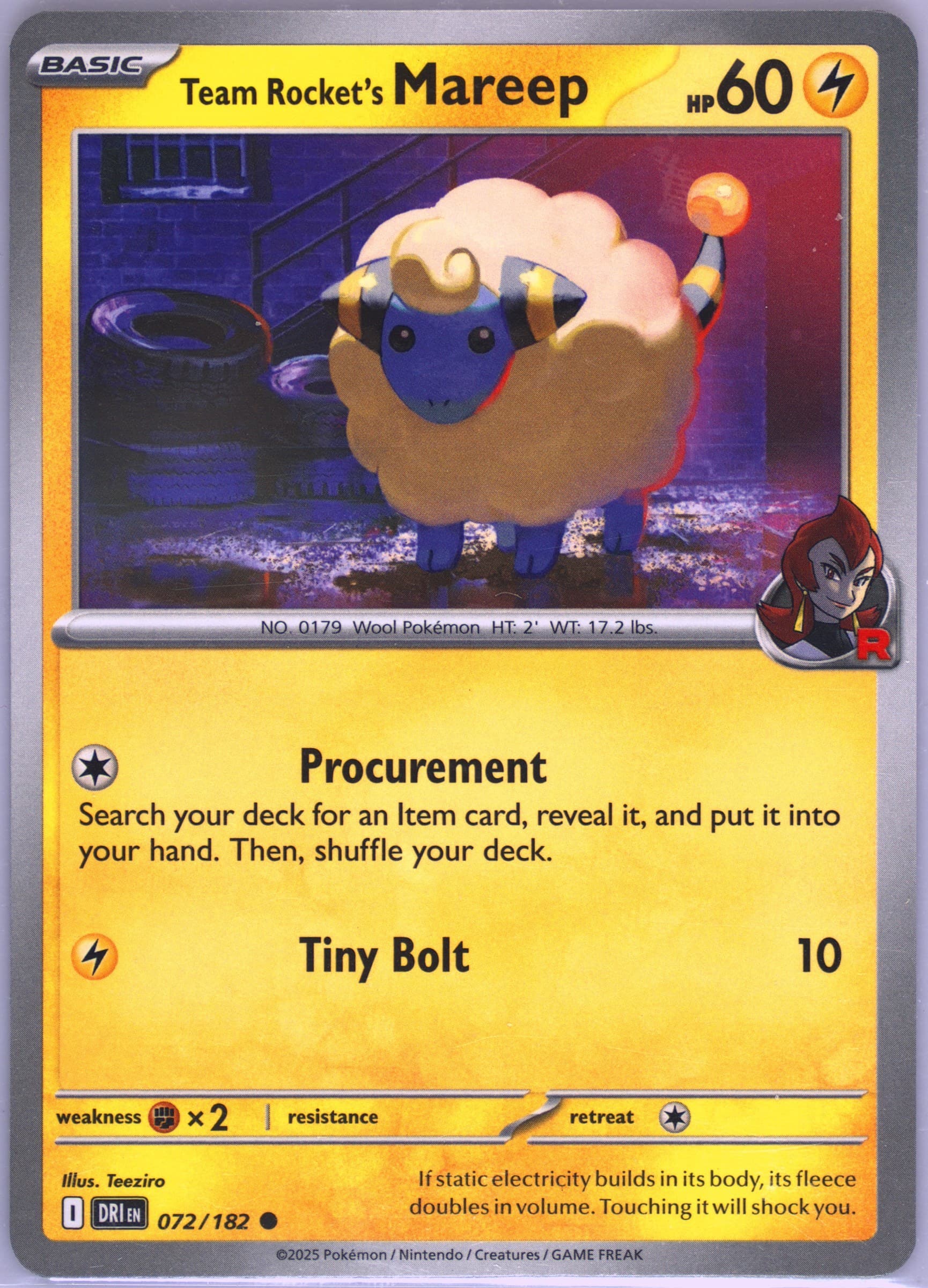 Team Rocket's Mareep (072) 2025 Pokemon Dri EN-Destined Rivals
