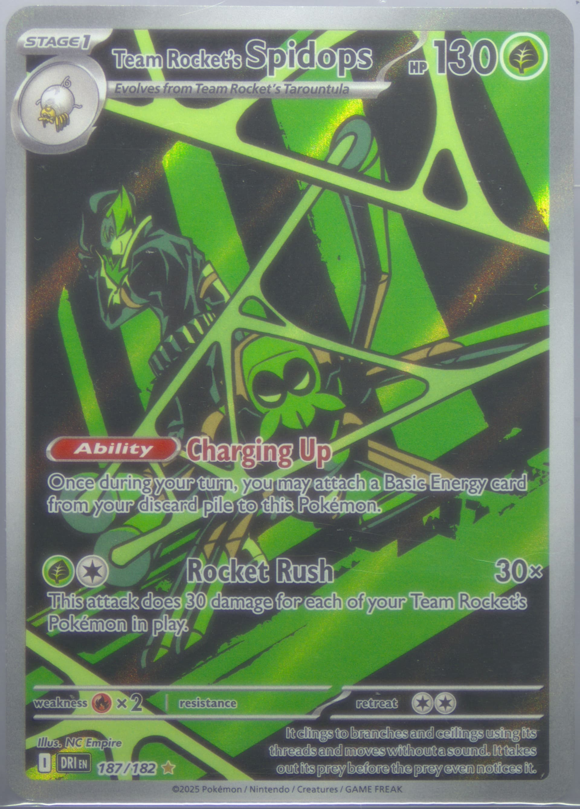Team Rocket's Spidops Illustration Rare (187) 2025 Pokemon Dri EN-Destined Rivals