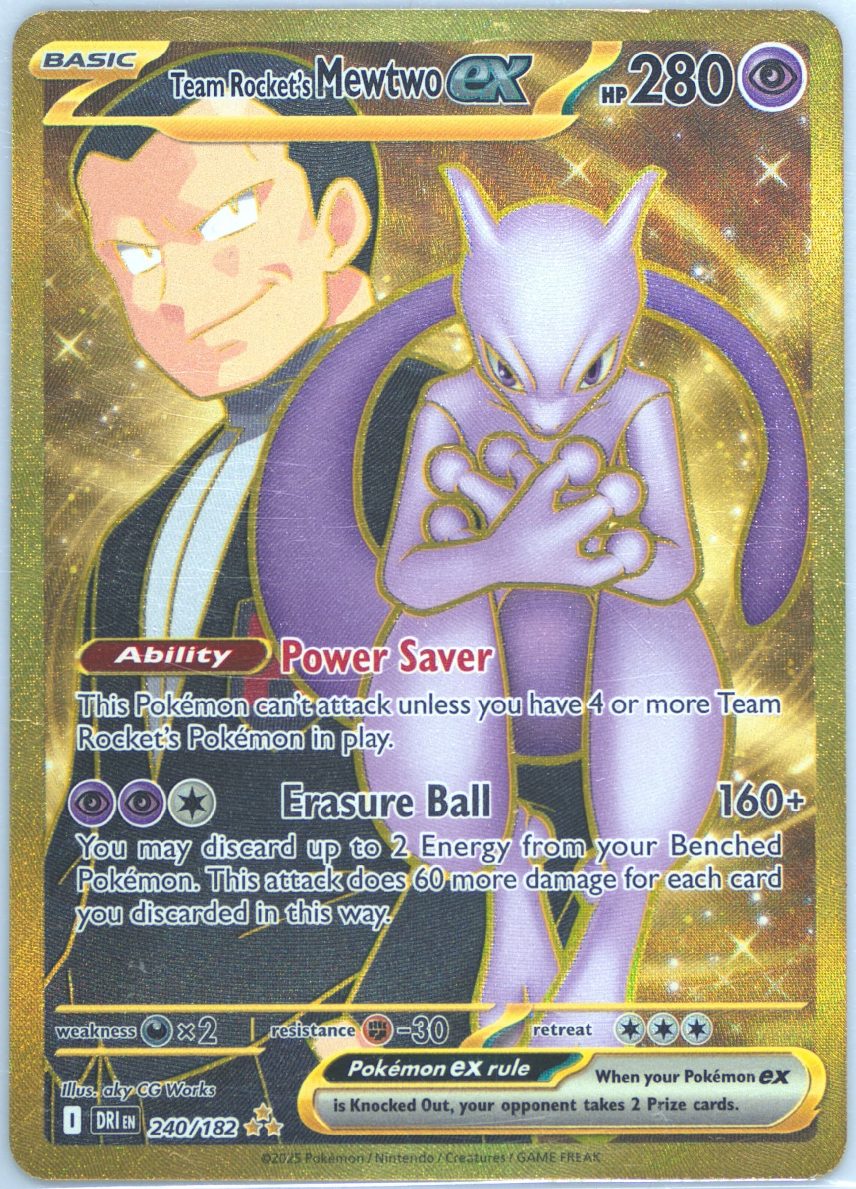 Team Rocket's Mewtwo EX Hyper Rare (240) 2025 Pokemon Dri EN-Destined Rivals