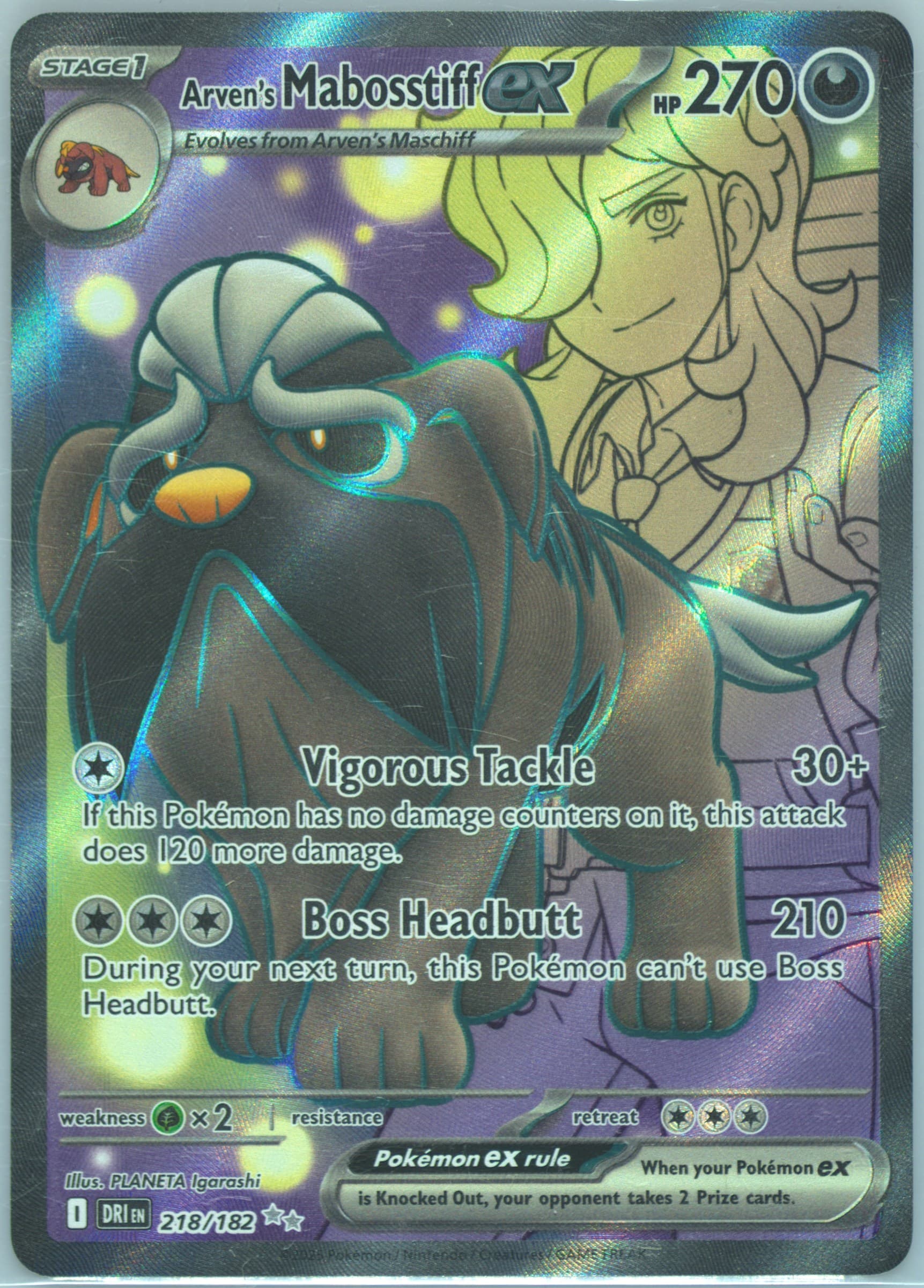 Arven's Mabosstiff EX Ultra Rare (218) 2025 Pokemon German Dri de-Destined Rivals