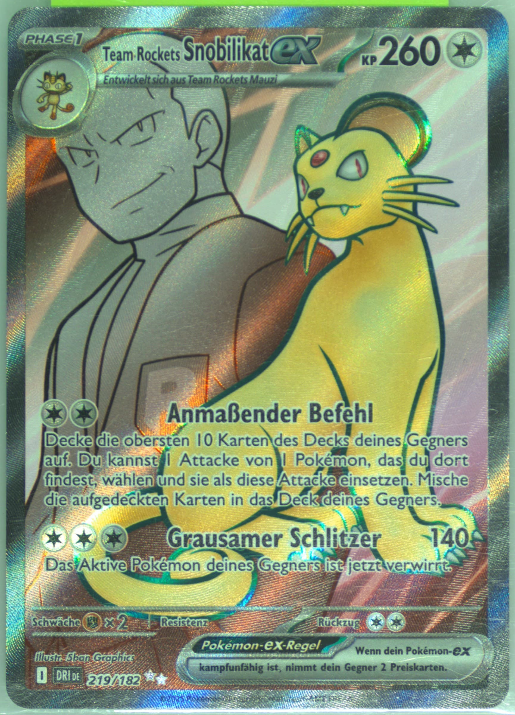 Team Rocket's Persian EX Ultra Rare (219) 2025 Pokemon German Dri de-Destined Rivals