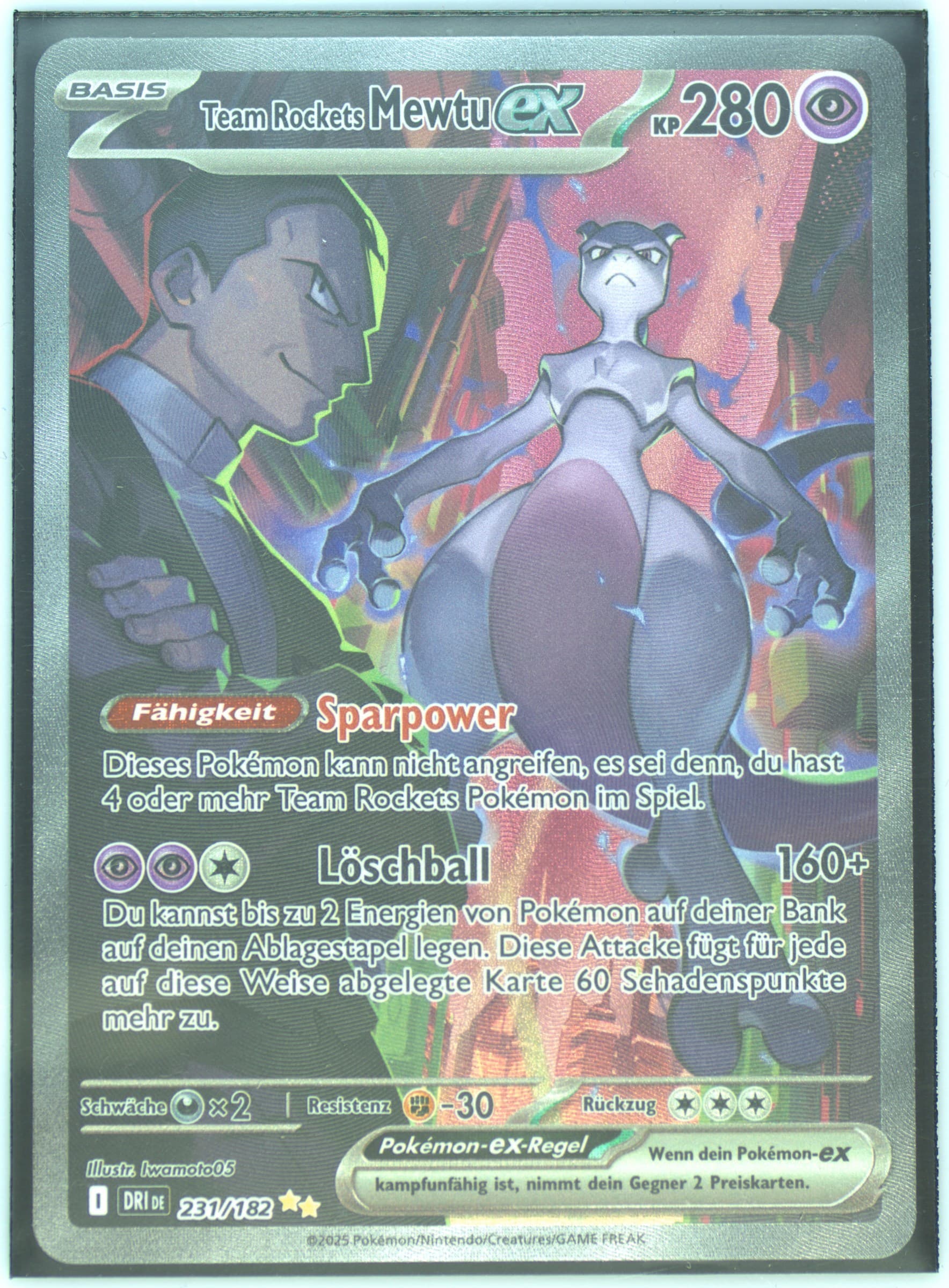 Team Rocket's Mewtwo EX Special Illustration Rare (231) 2025 Pokemon German Dri de-Destined Rivals