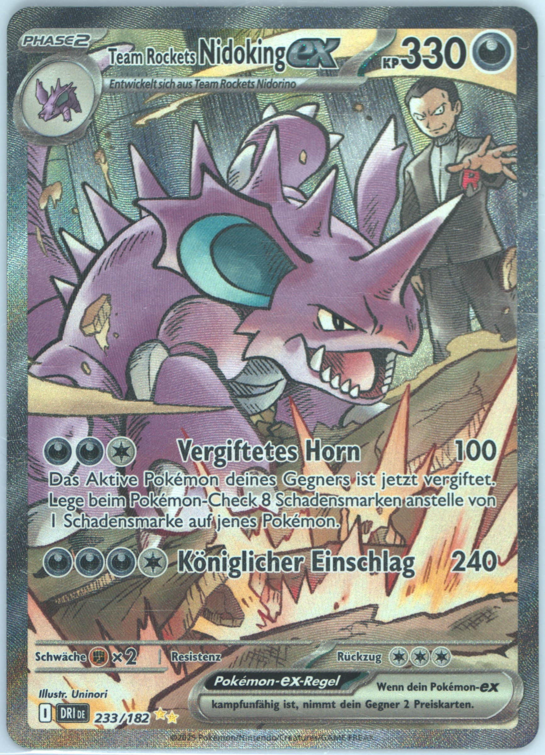 Team Rocket's Nidoking EX Special Illustration Rare (233) 2025 Pokemon German Dri de-Destined Rivals