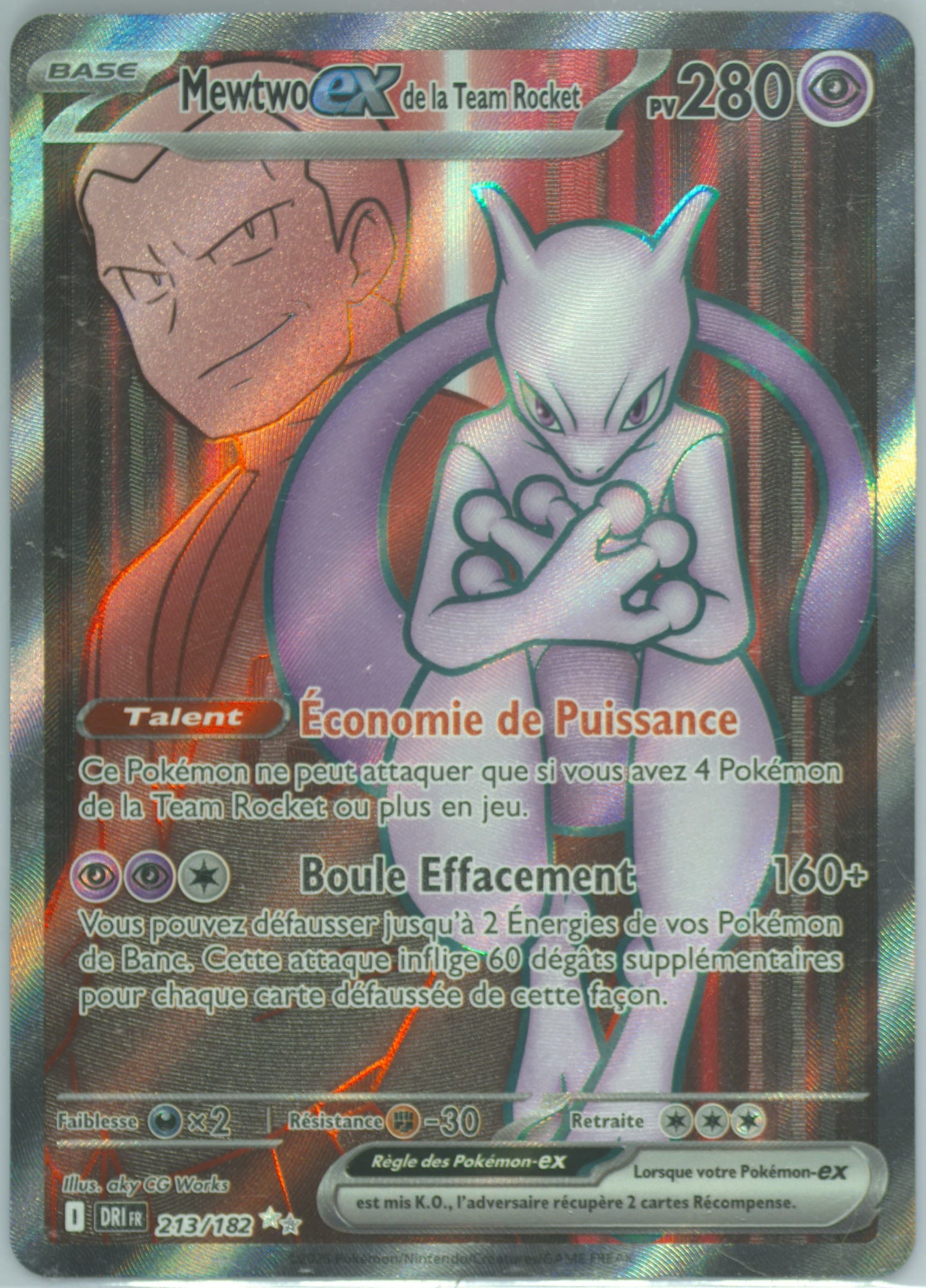 Team Rocket's Mewtwo EX Ultra Rare (213) 2025 Pokemon French Dri FR-Destined Rivals
