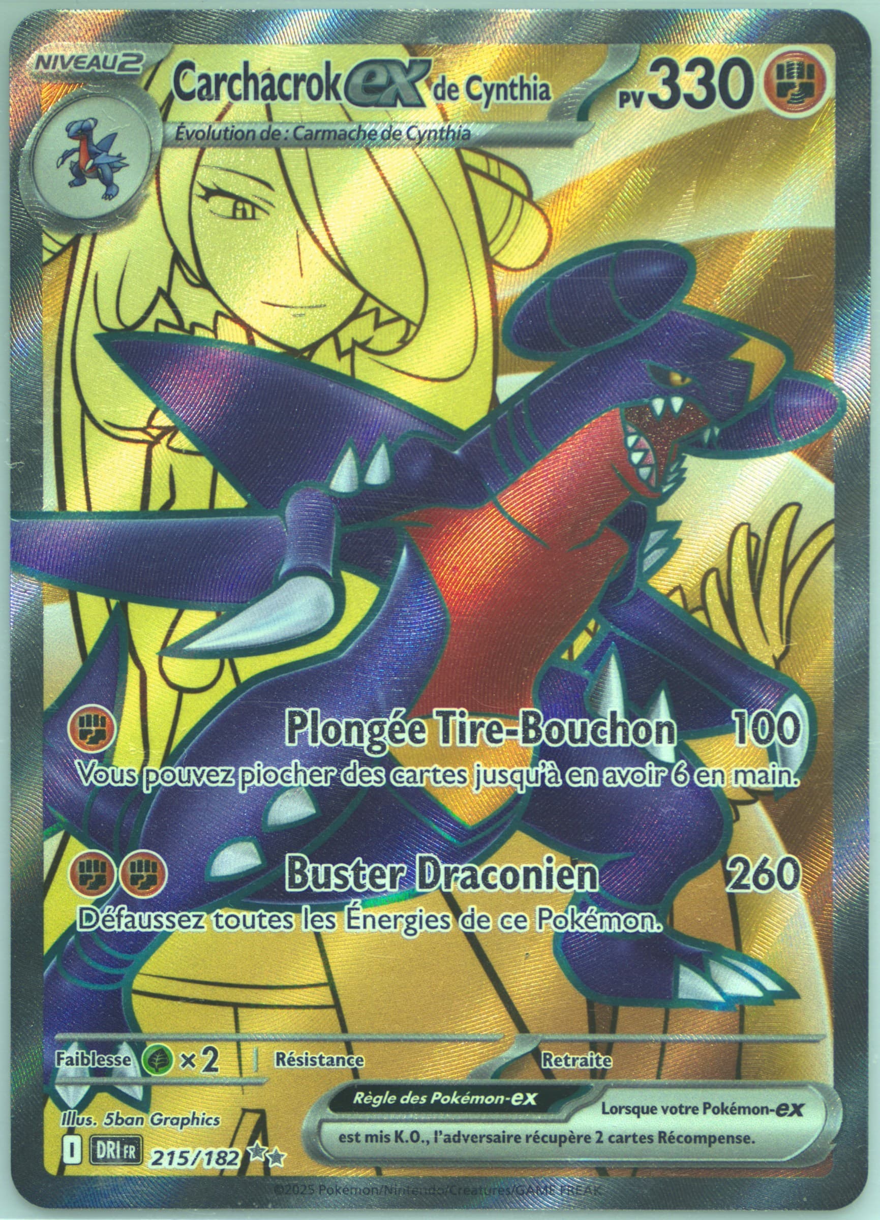 Cynthia's Garchomp EX Ultra Rare (215) 2025 Pokemon French Dri FR-Destined Rivals