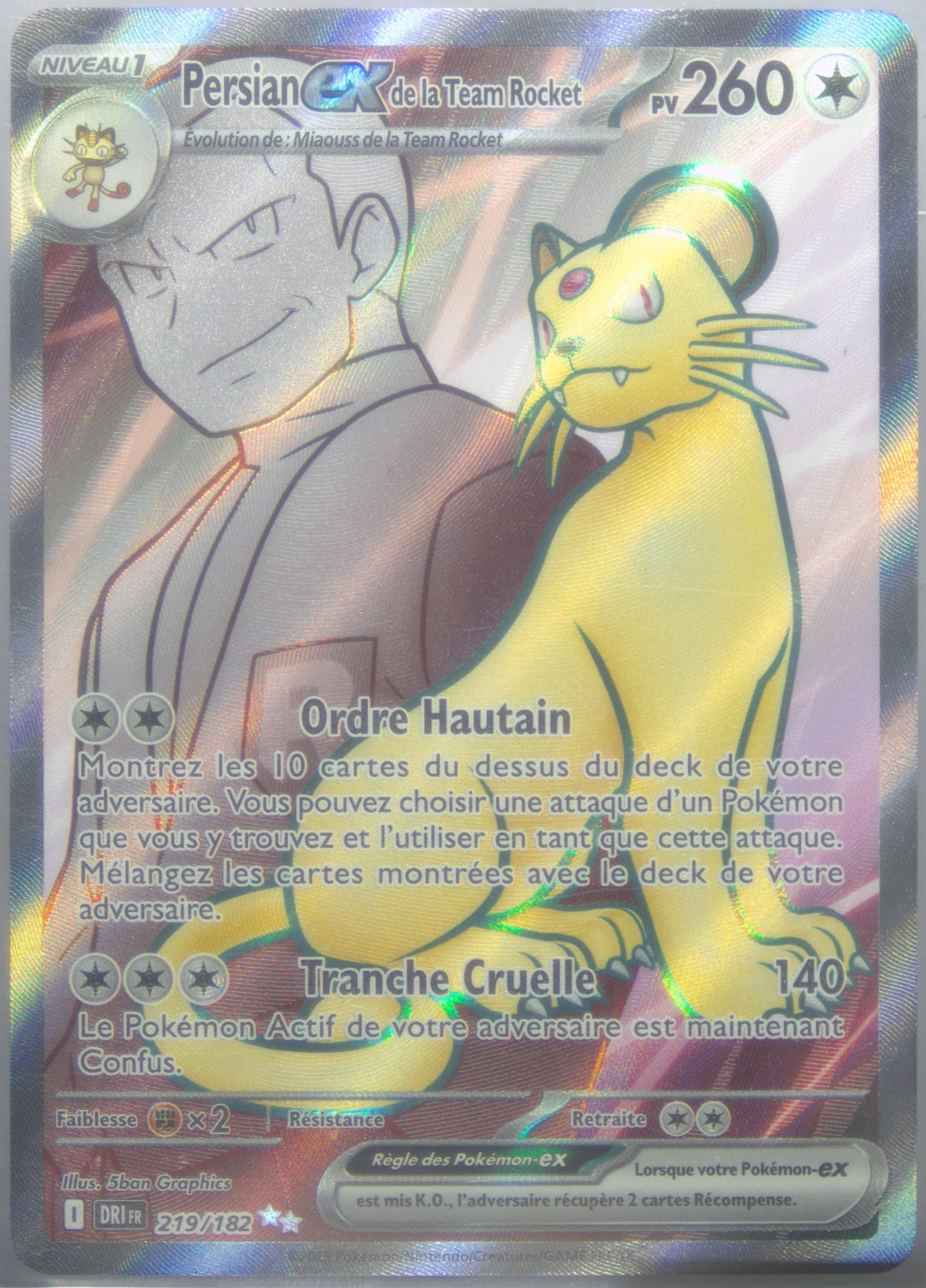 Team Rocket's Persian EX Ultra Rare (219) 2025 Pokemon French Dri FR-Destined Rivals
