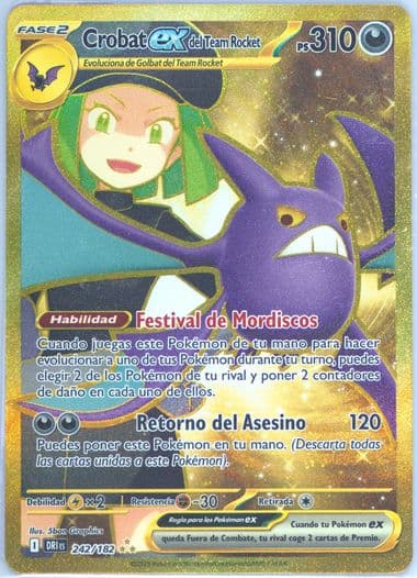Team Rocket's Crobat EX Hyper Rare (242) 2025 Pokemon Spanish Dri ES-Destined Rivals