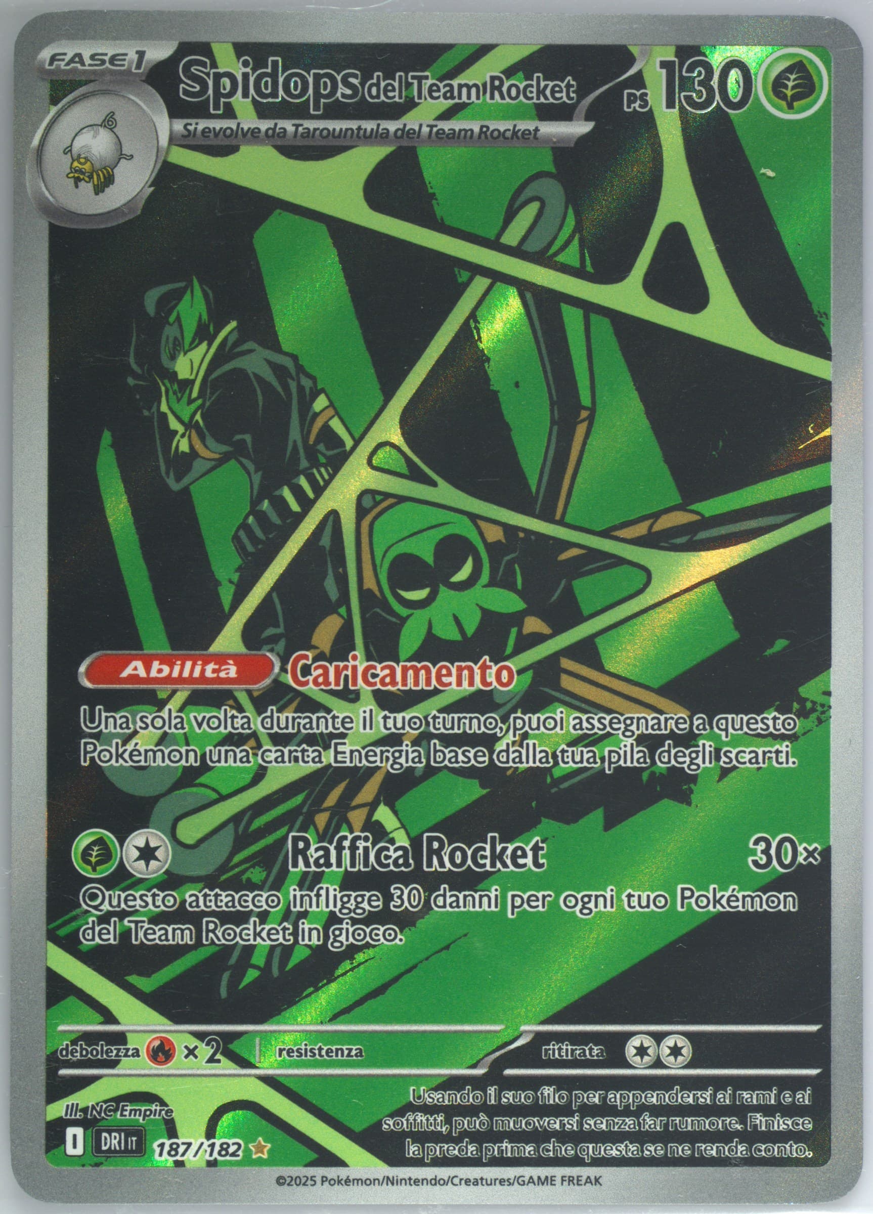 Team Rocket's Spidops Illustration Rare (187) 2025 Pokemon Italian Dri It-Destined Rivals