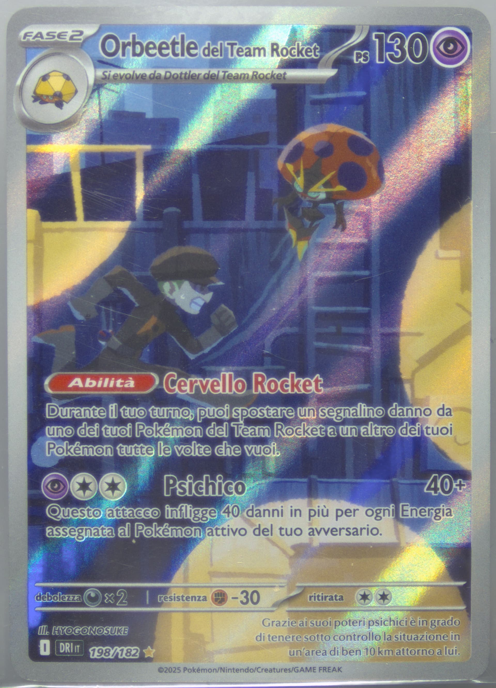 Team Rocket's Orbeetle Illustration Rare (198) 2025 Pokemon Italian Dri It-Destined Rivals