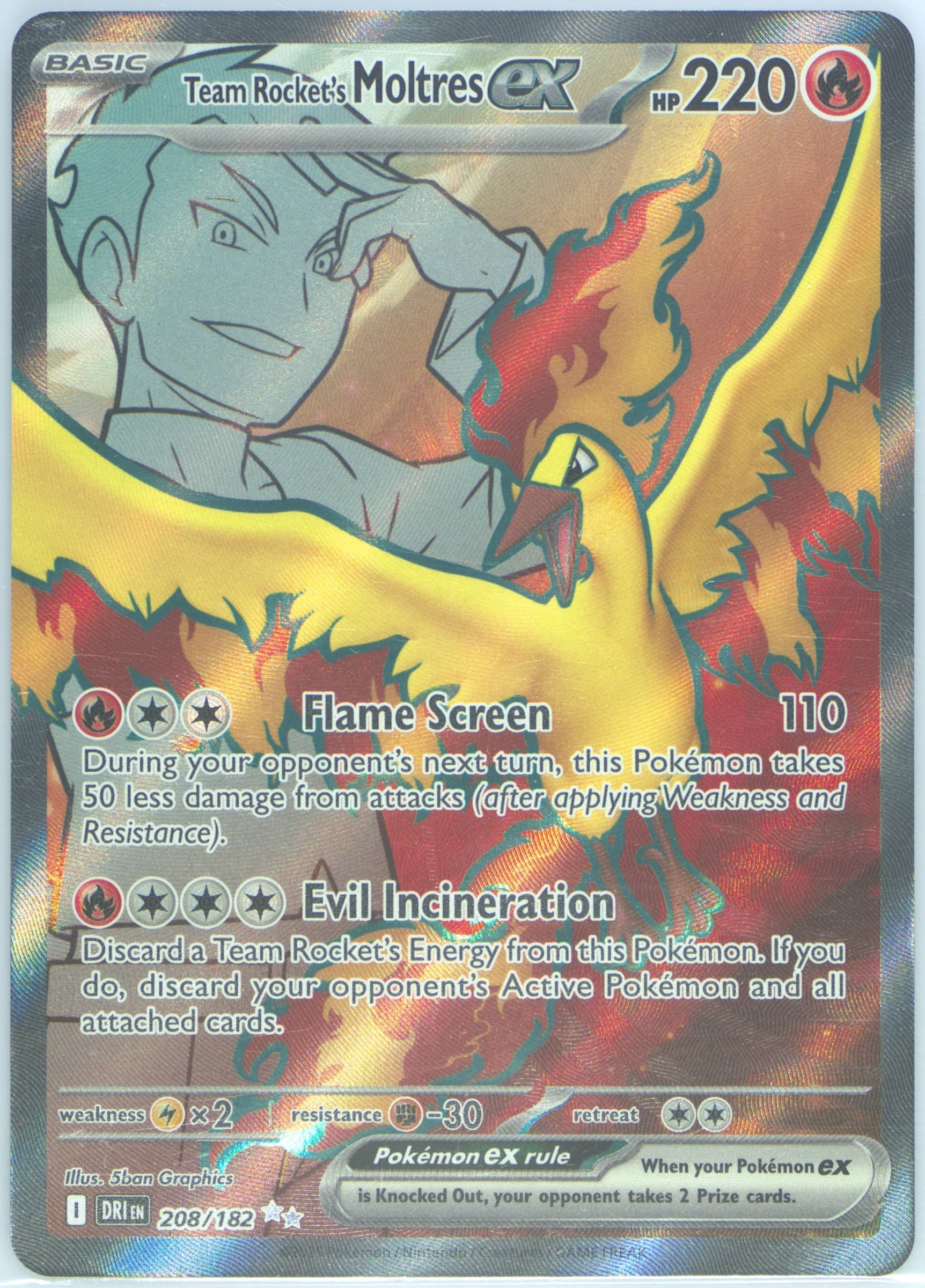 Team Rocket's Moltres EX Ultra Rare (208) 2025 Pokemon Italian Dri It-Destined Rivals