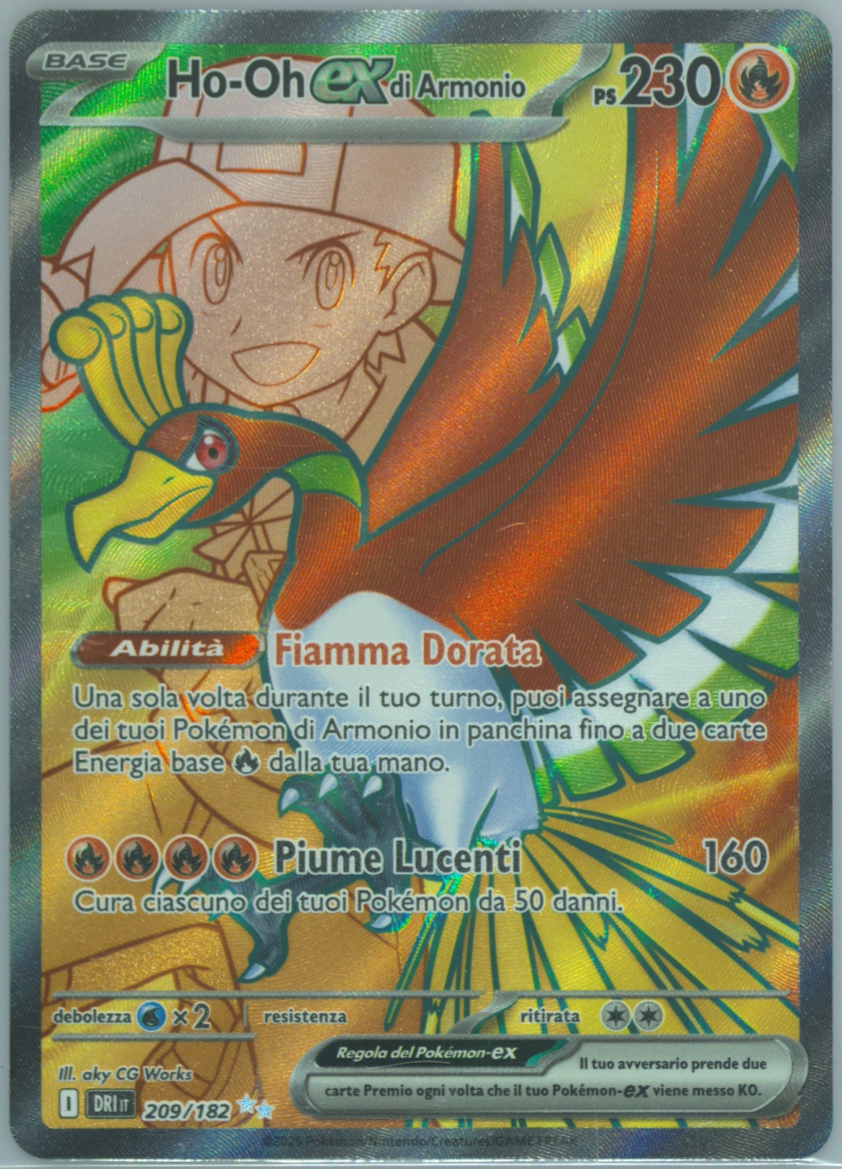 Ethan's HO-Oh EX Ultra Rare (209) 2025 Pokemon Italian Dri It-Destined Rivals