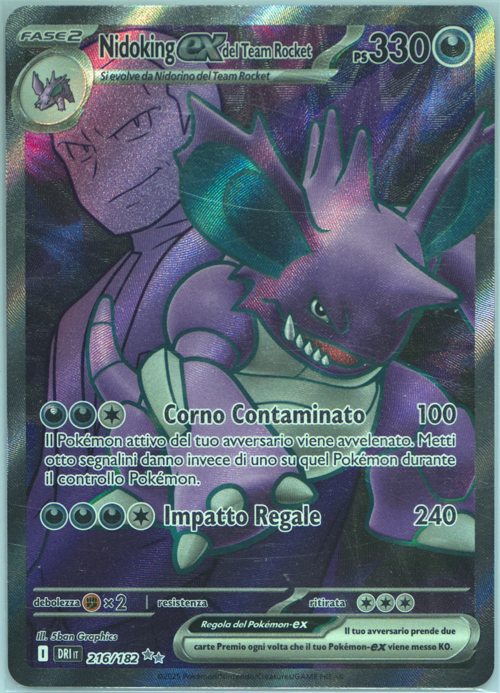 Team Rocket's Nidoking EX Ultra Rare (216) 2025 Pokemon Italian Dri It-Destined Rivals