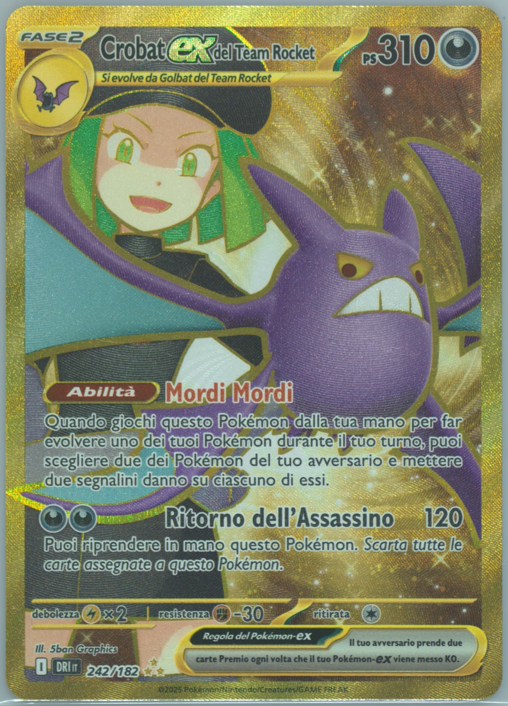 Team Rocket's Crobat EX Hyper Rare (242) 2025 Pokemon Italian Dri It-Destined Rivals