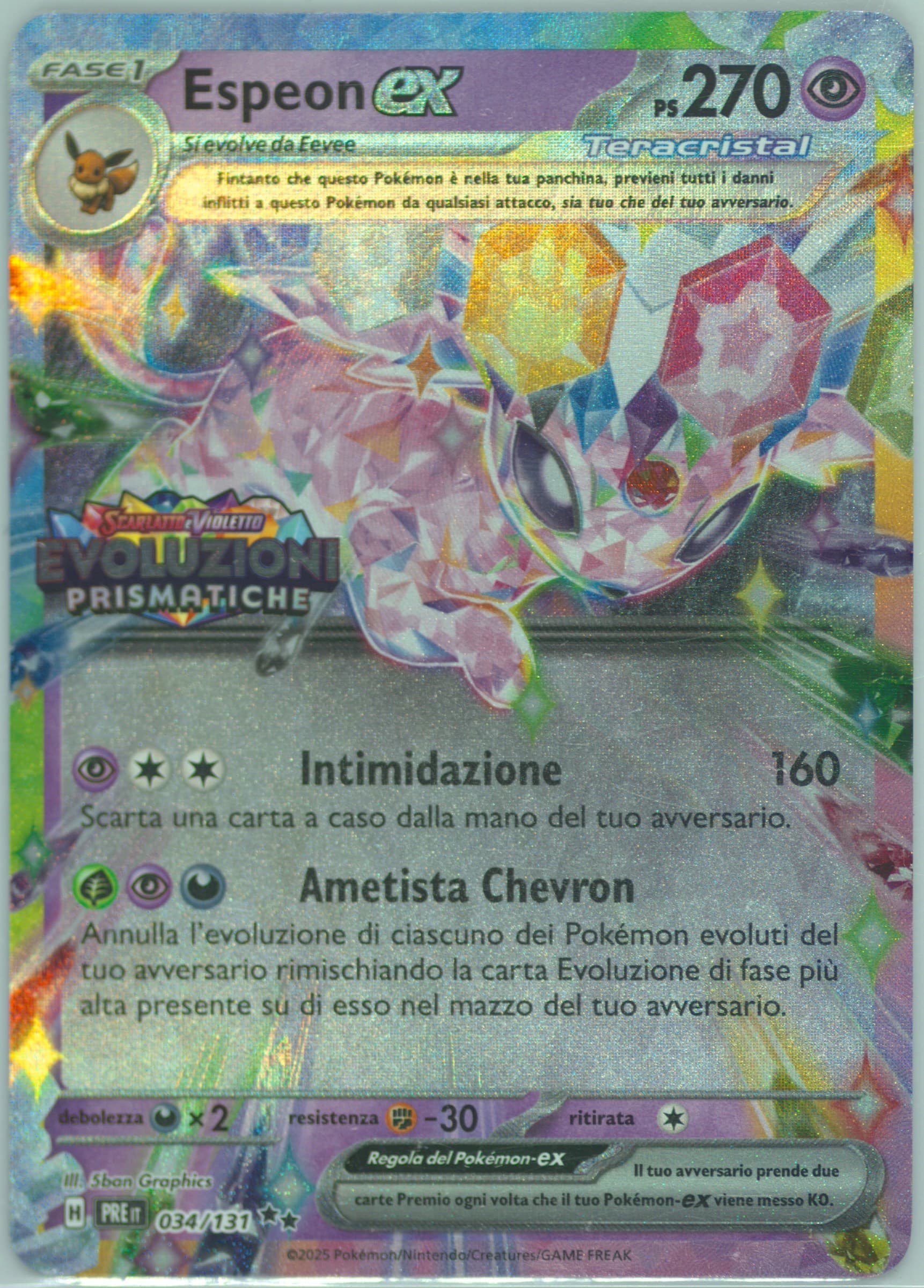 Espeon EX Surprise Box Exclusive (034) 2025 Pokemon Italian Pre It-Prismatic Evolutions
