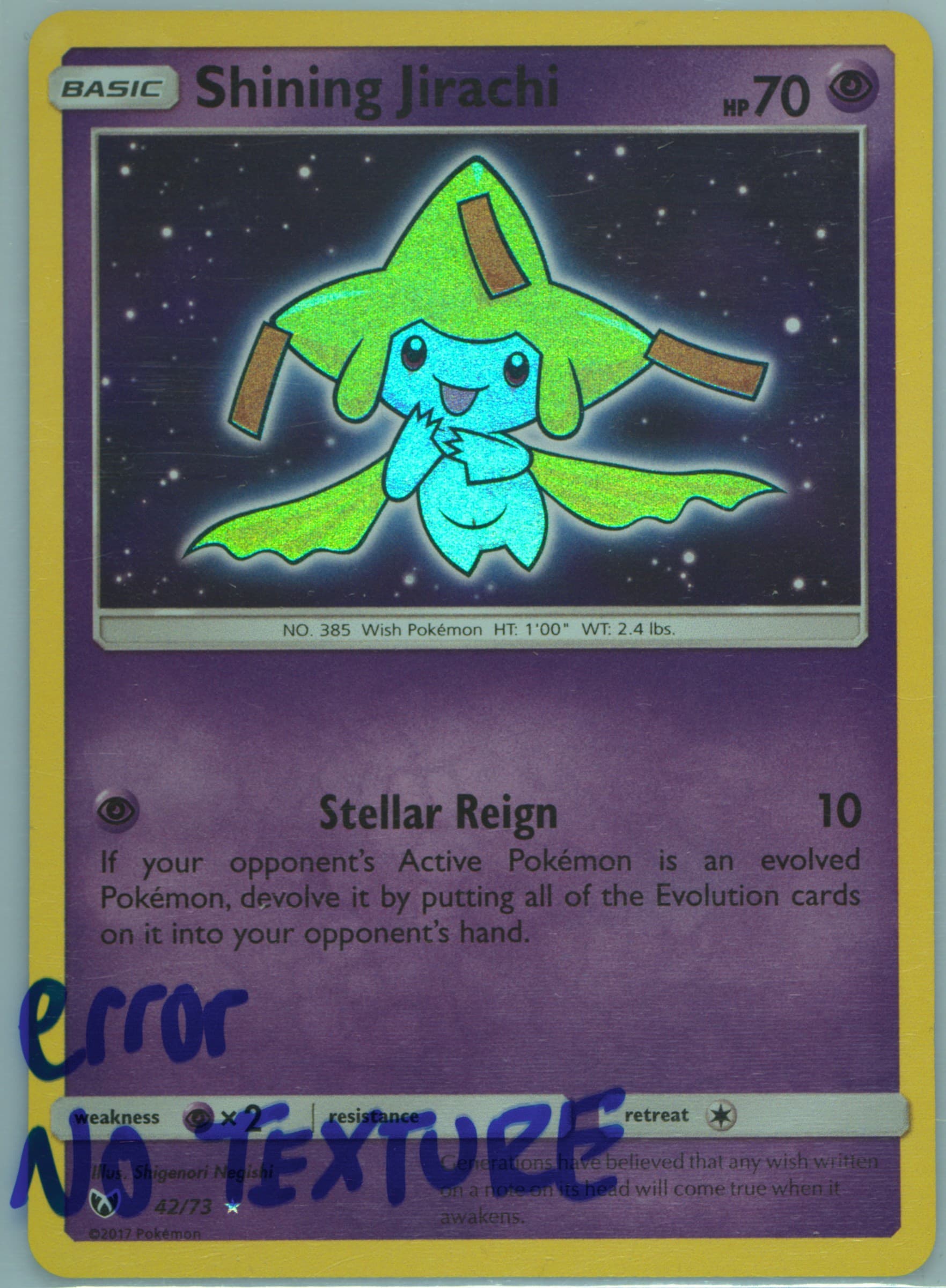 Shining Jirachi-Holo Missing Texture (42) 2017 Pokemon Sun & Moon Shining Legends