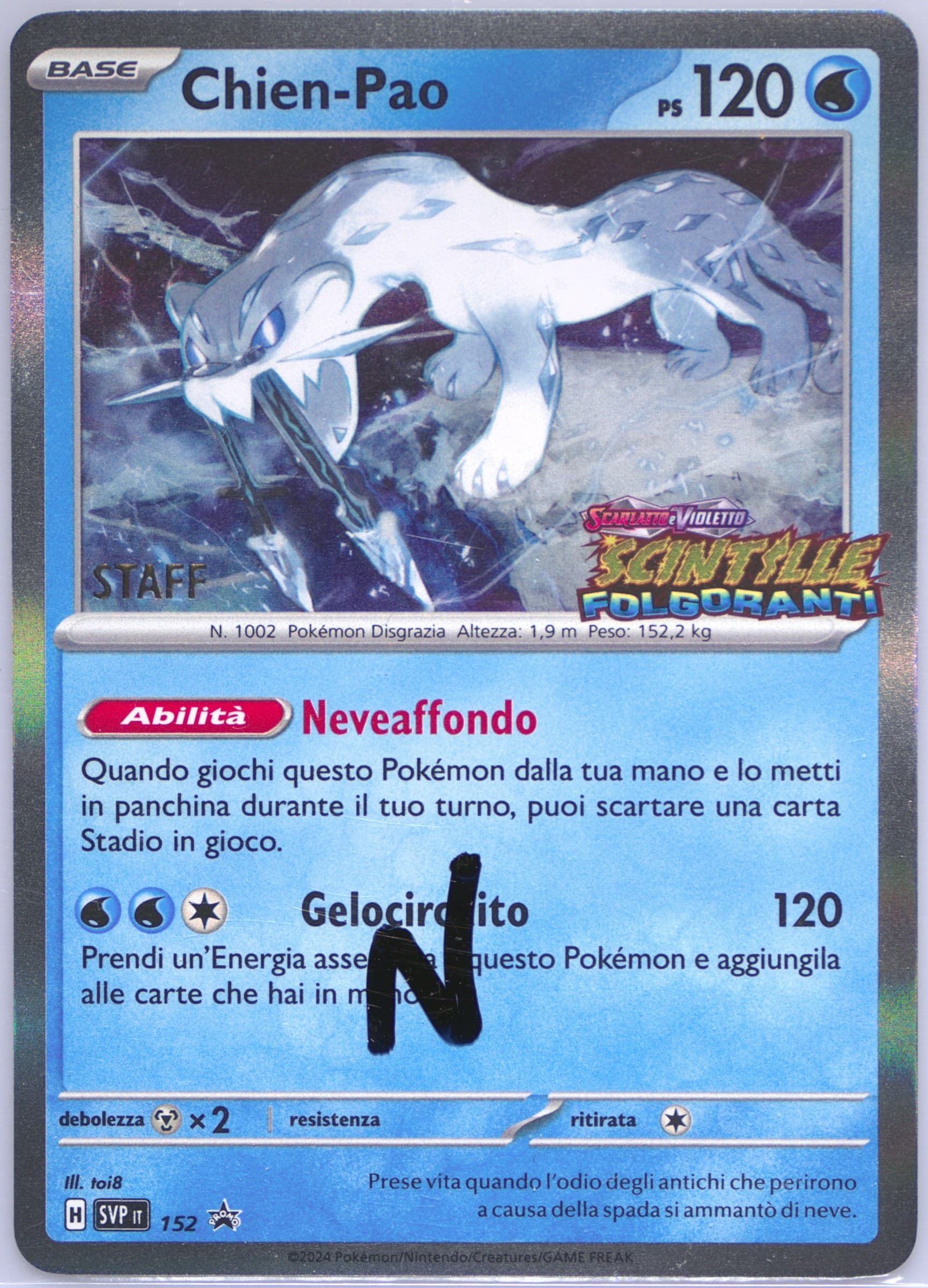 Chien-Pao Surging Sparks Prerelease-Staff (152) 2024 Pokemon Italian Svp It-SV Black Star Promo