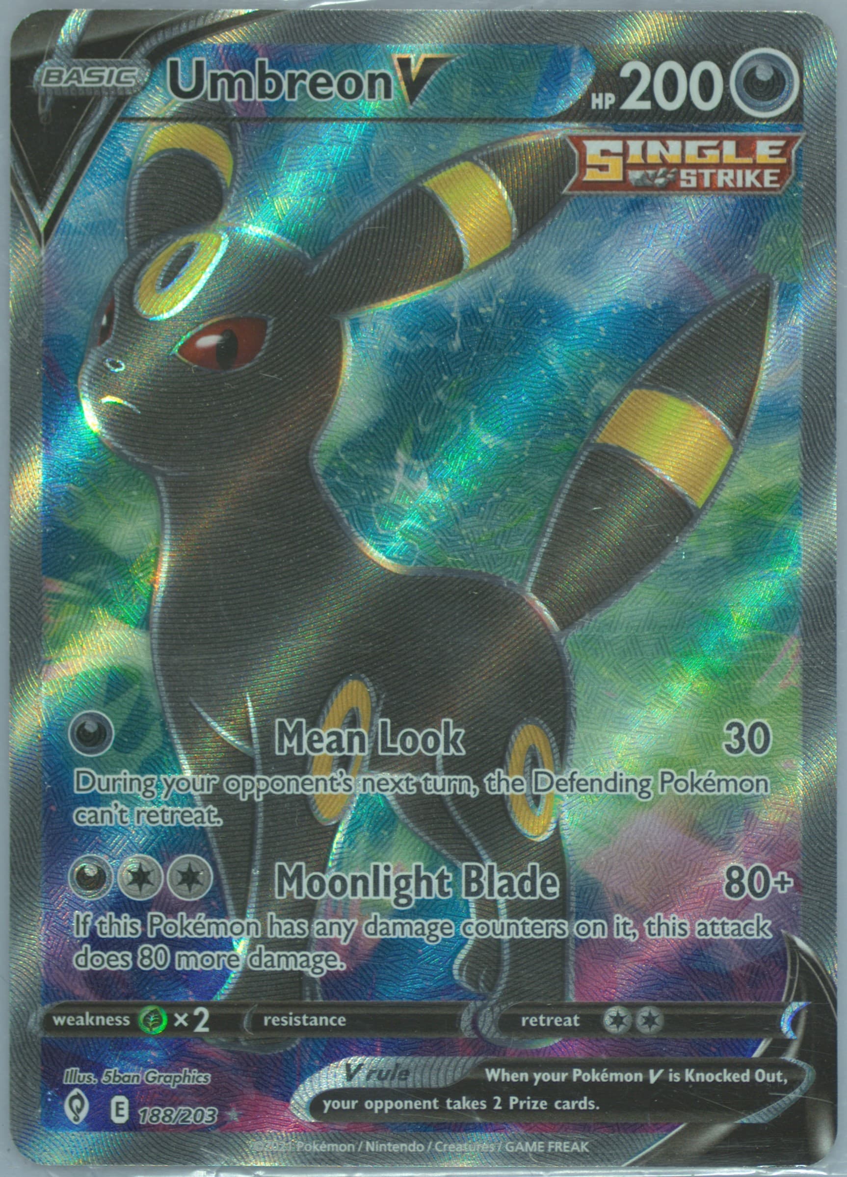 Full Art/Umbreon V Inverted Back (188) 2021 Pokemon Sword & Shield Evolving Skies
