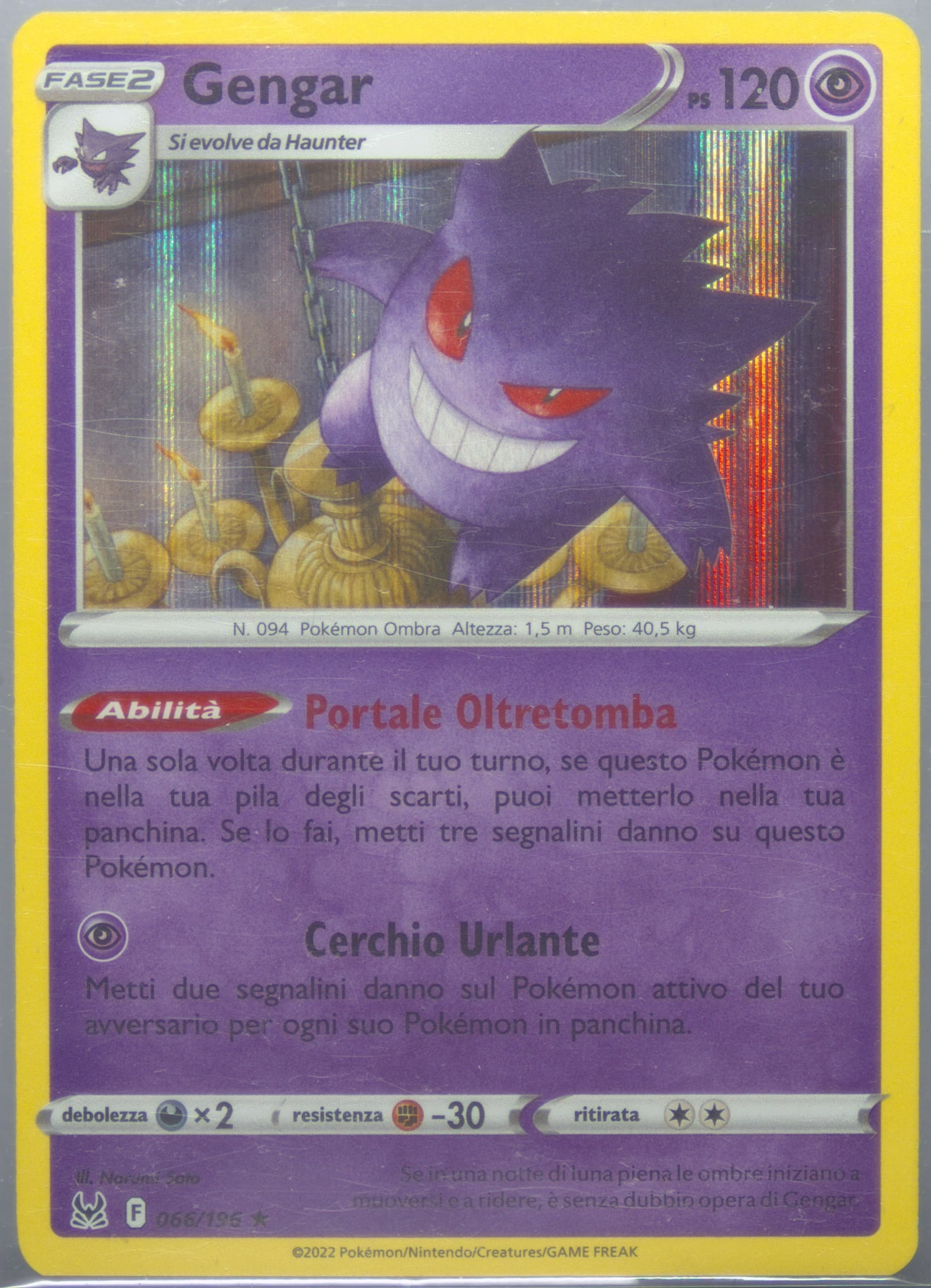 Gengar-Holo Italian (066) 2022 Pokemon Sword & Shield Lost Origin