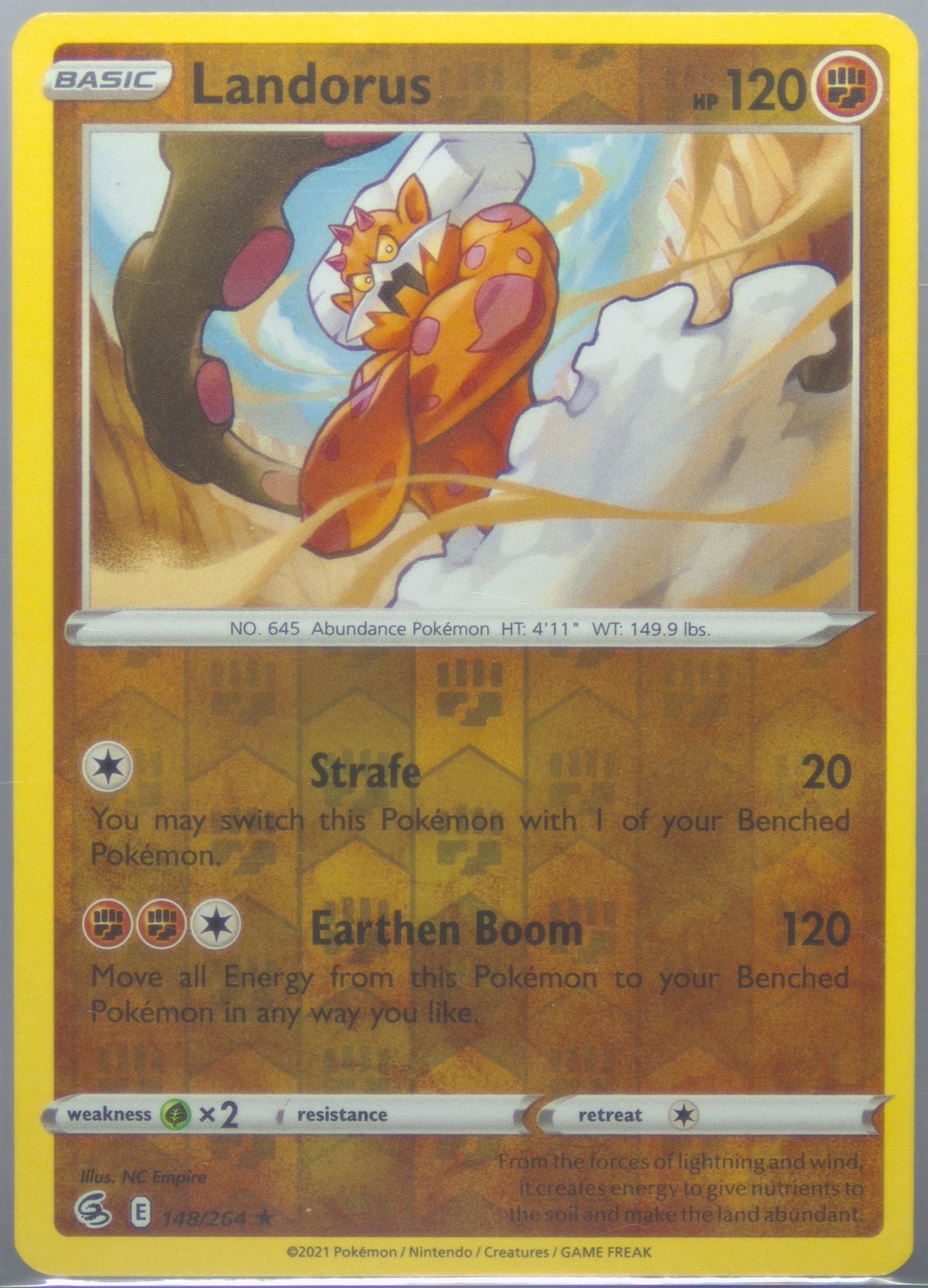 Landorus-Reverse Foil (148) 2021 Pokemon Sword & Shield Fusion Strike