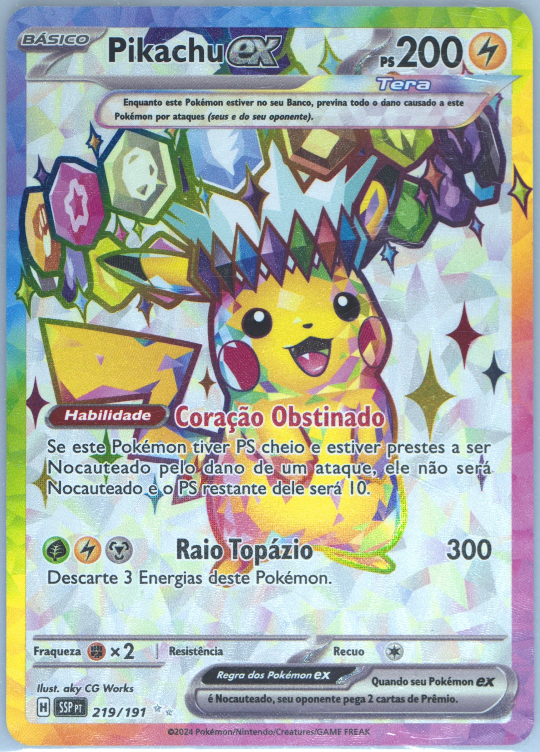 Pikachu EX Ultra Rare (219) 2024 Pokemon Portuguese Ssp PT-Surging Sparks