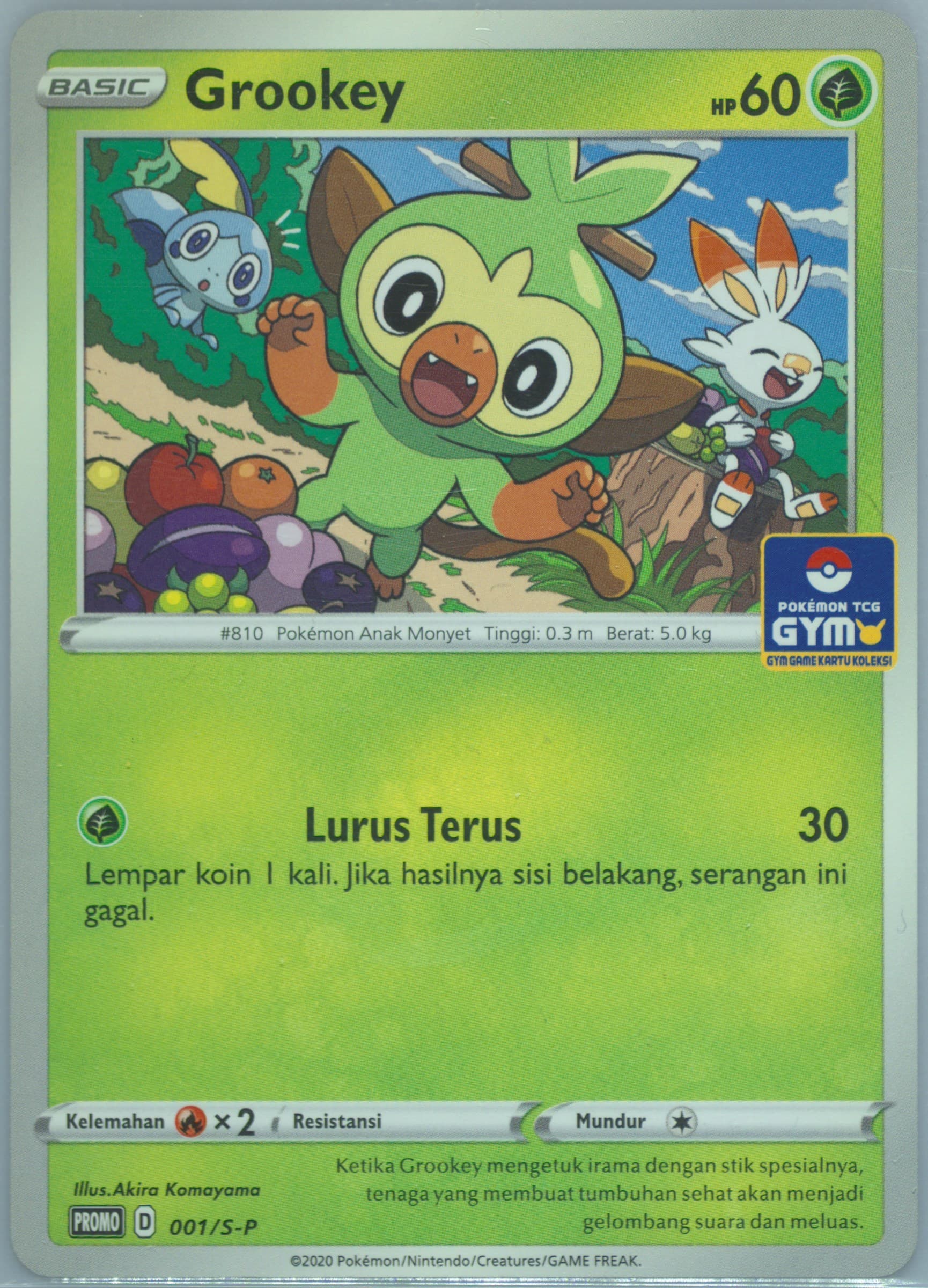 Grookey Pokemon Gym (001) 2020 Pokemon Indonesian S Promo