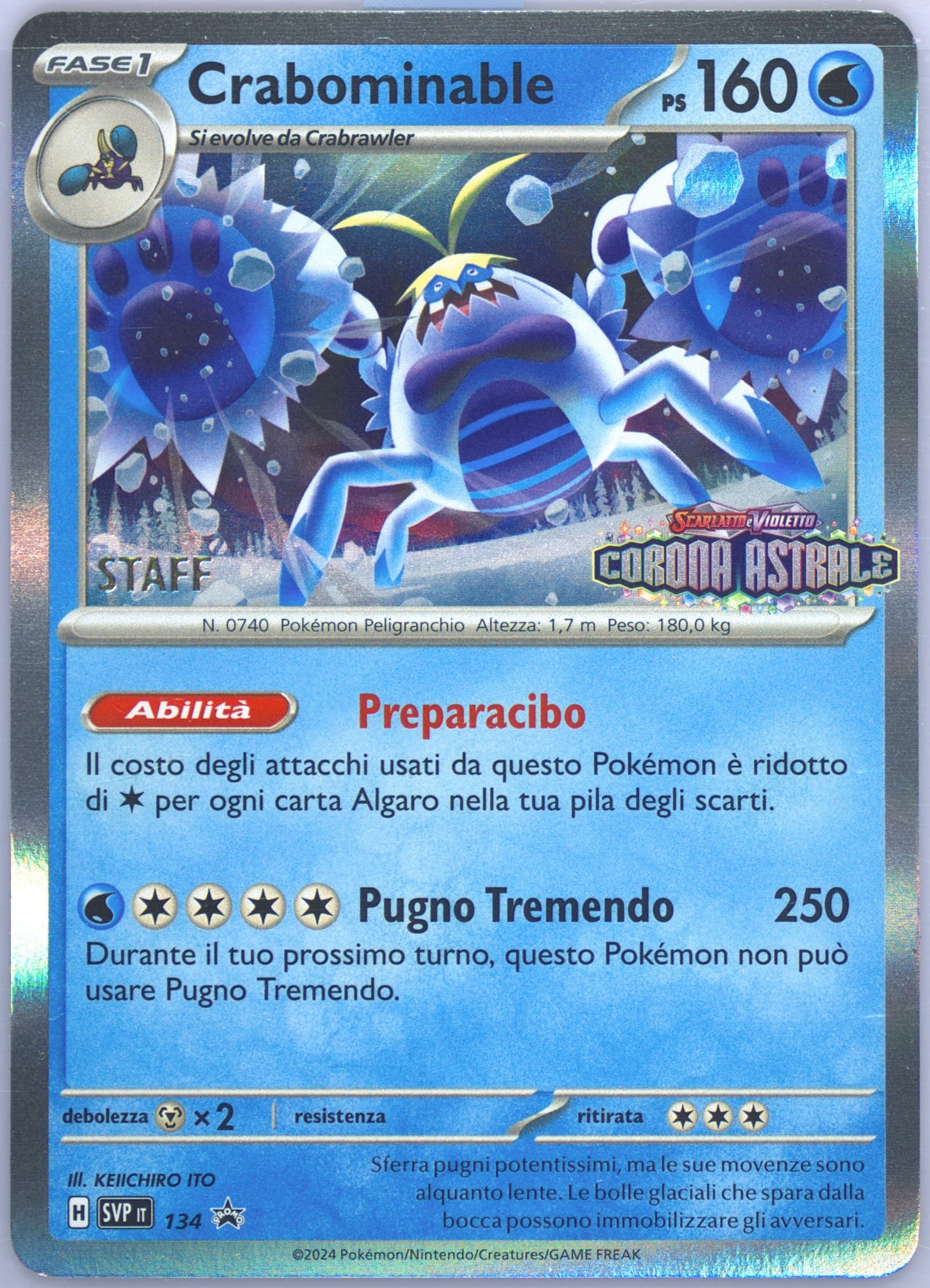Crabominable Stellar Crown Prerelease-Staff (134) 2024 Pokemon Italian Svp It-SV Black Star Promo