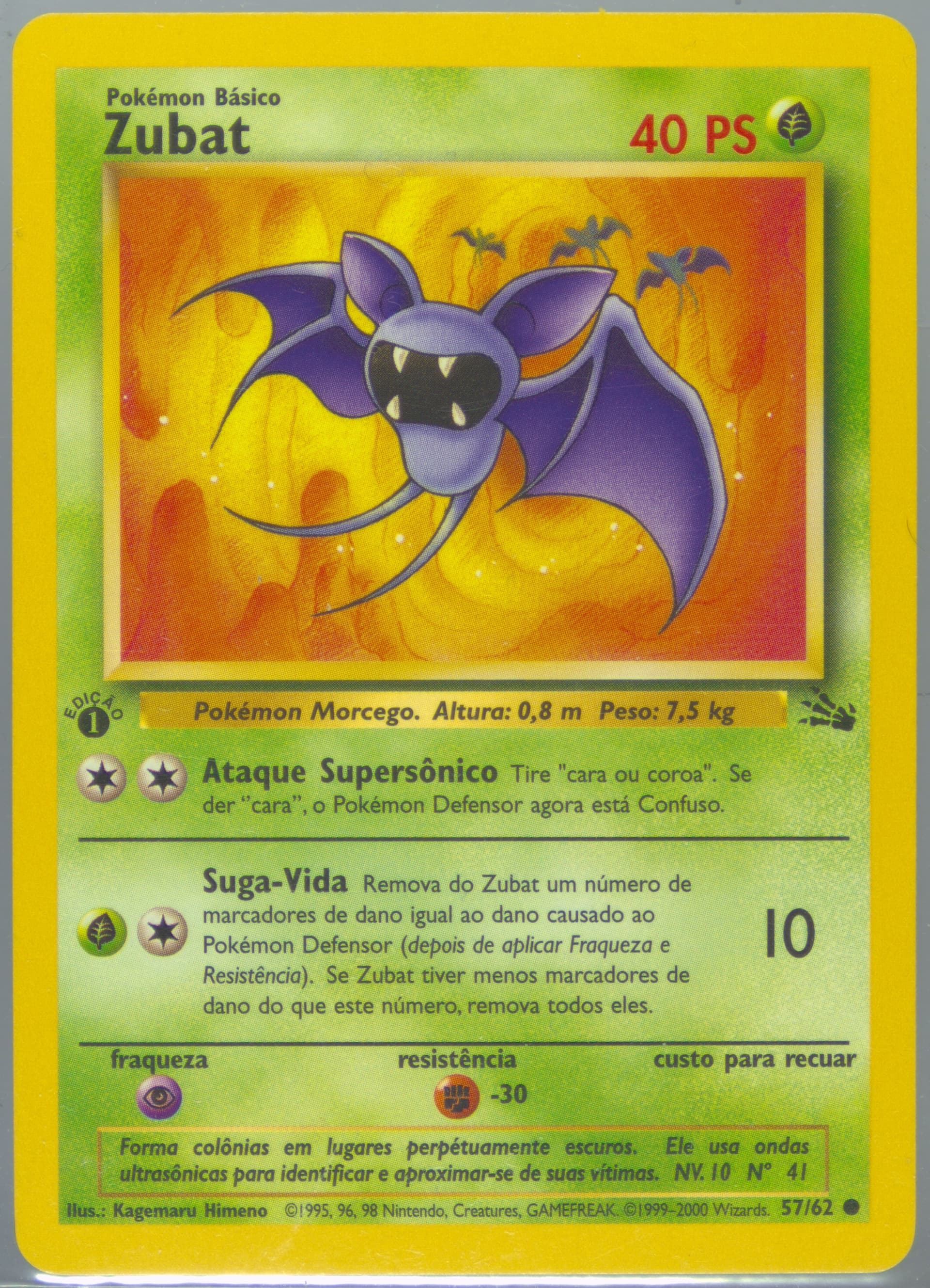 Zubat 1st Edition (57) 2000 Pokemon Portuguese Fossil