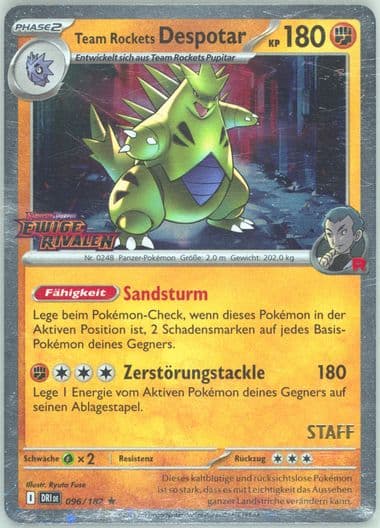 Team Rocket's Tyranitar Prerelease-Staff (096) 2025 Pokemon German Dri de-Destined Rivals