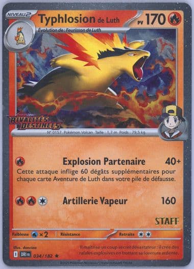 Ethan's Typhlosion Prerelease-Staff (034) 2025 Pokemon French Dri FR-Destined Rivals