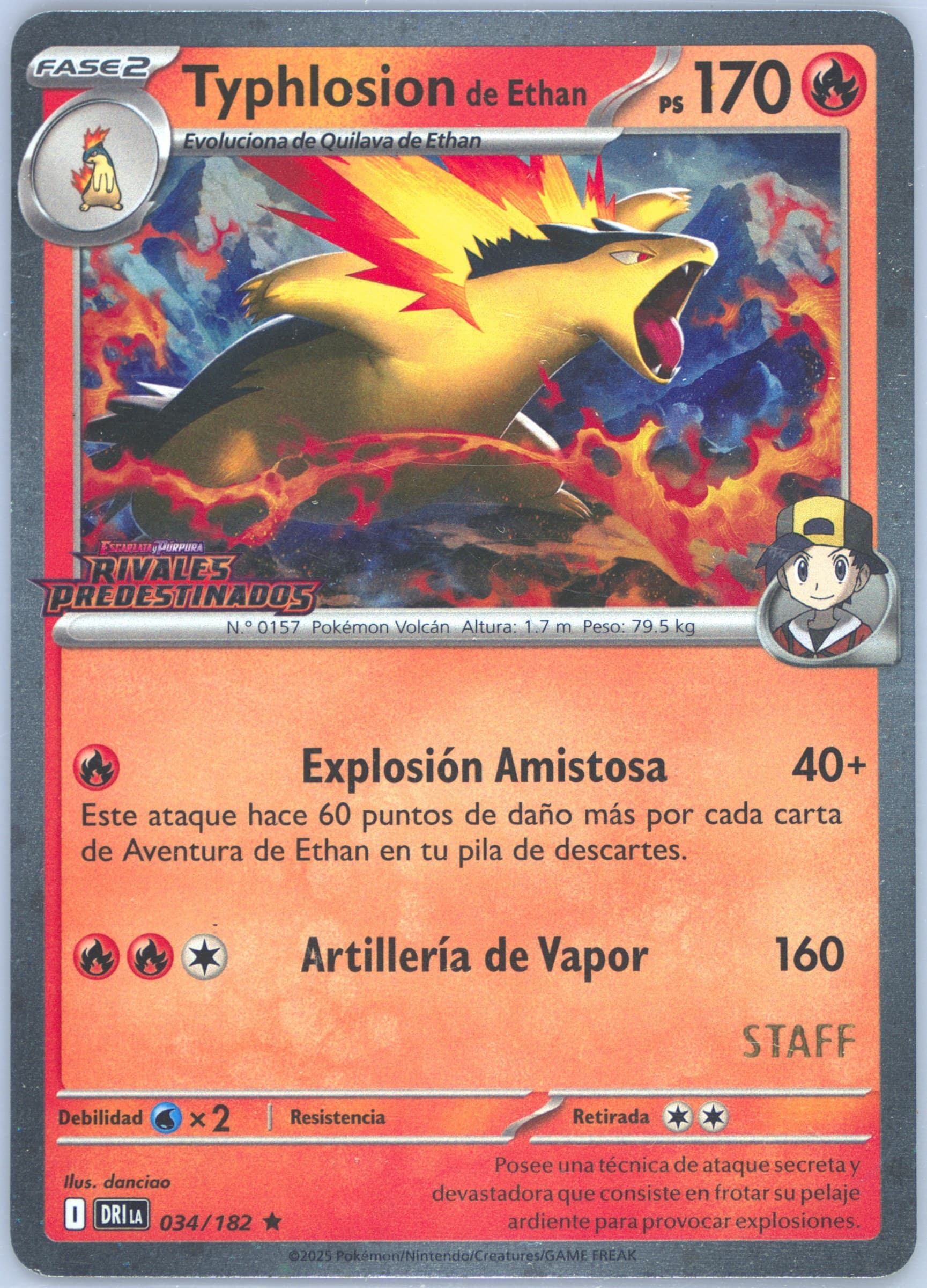 Ethan's Typhlosion Prerelease-Staff (034) 2025 Pokemon Latin American Dri La-Destined Rivals