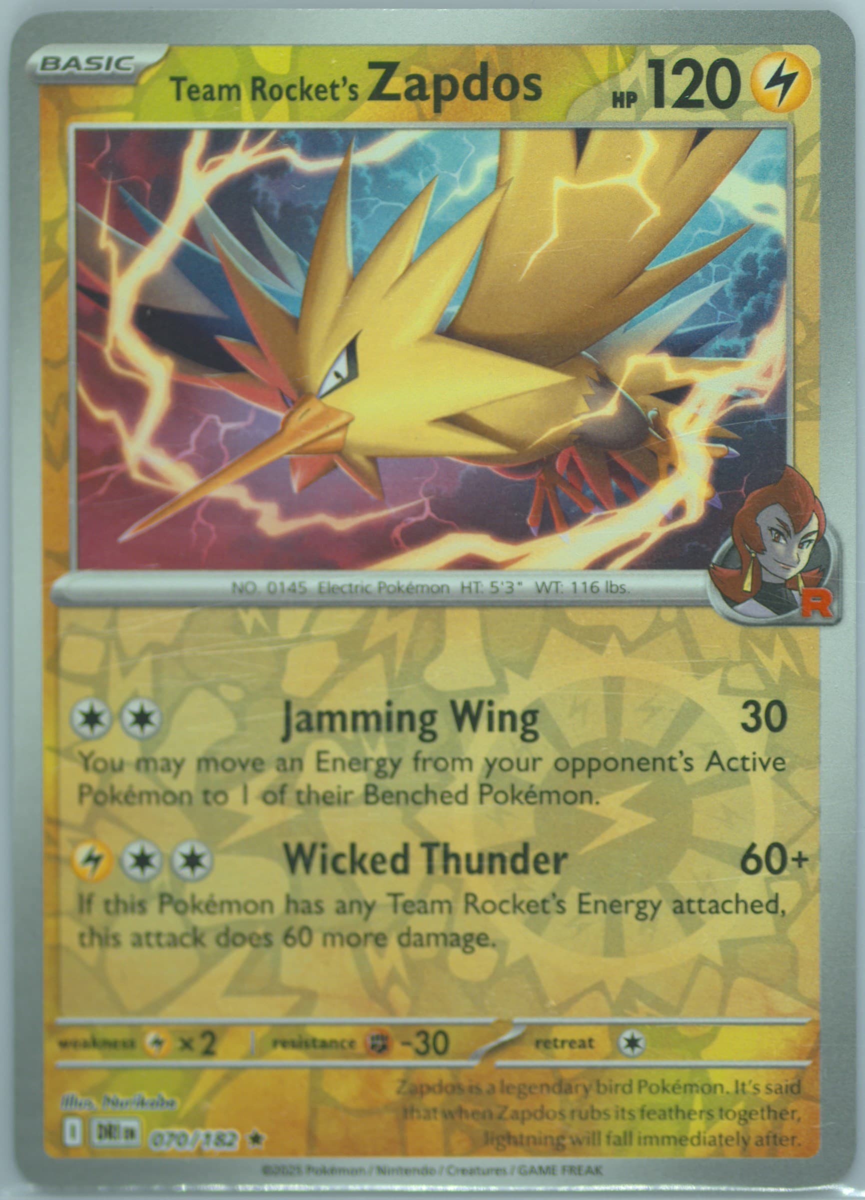 Team Rocket's Zapdos Reverse Holo (070) 2025 Pokemon Dri EN-Destined Rivals
