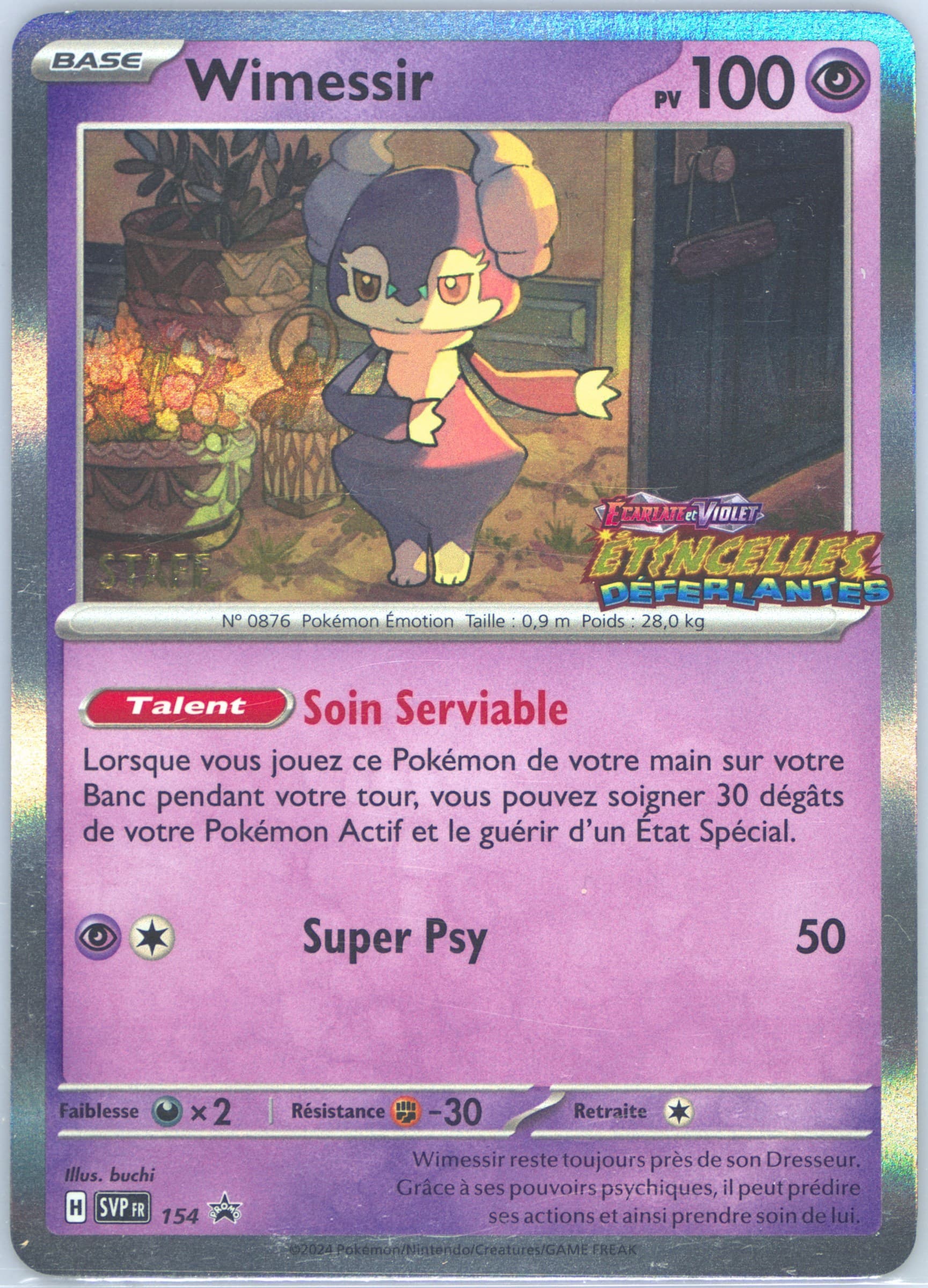 Indeedee Ssp Prerelease Staff (154) 2024 Pokemon French Svp FR-SV Black Star Promo