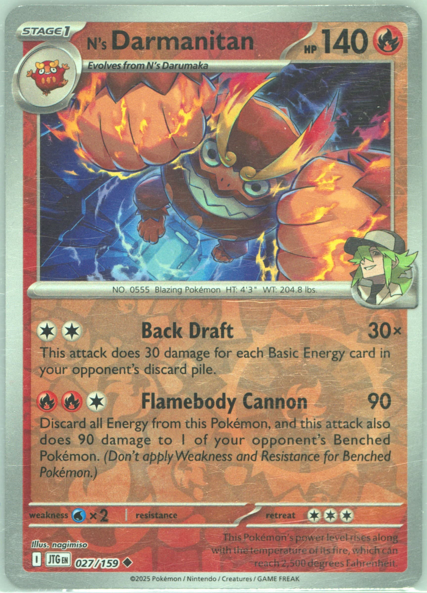 N's Darmanitan Reverse Holo (027) 2025 Pokemon Jtg EN-Journey Together
