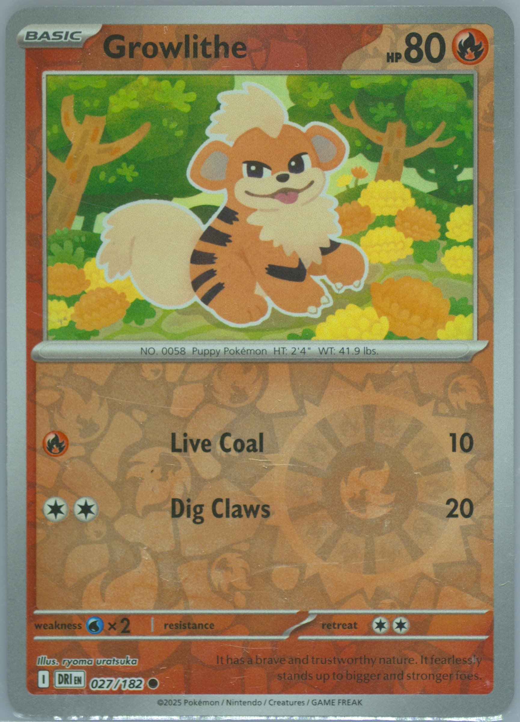 Growlithe Reverse Holo (027) 2025 Pokemon Dri EN-Destined Rivals
