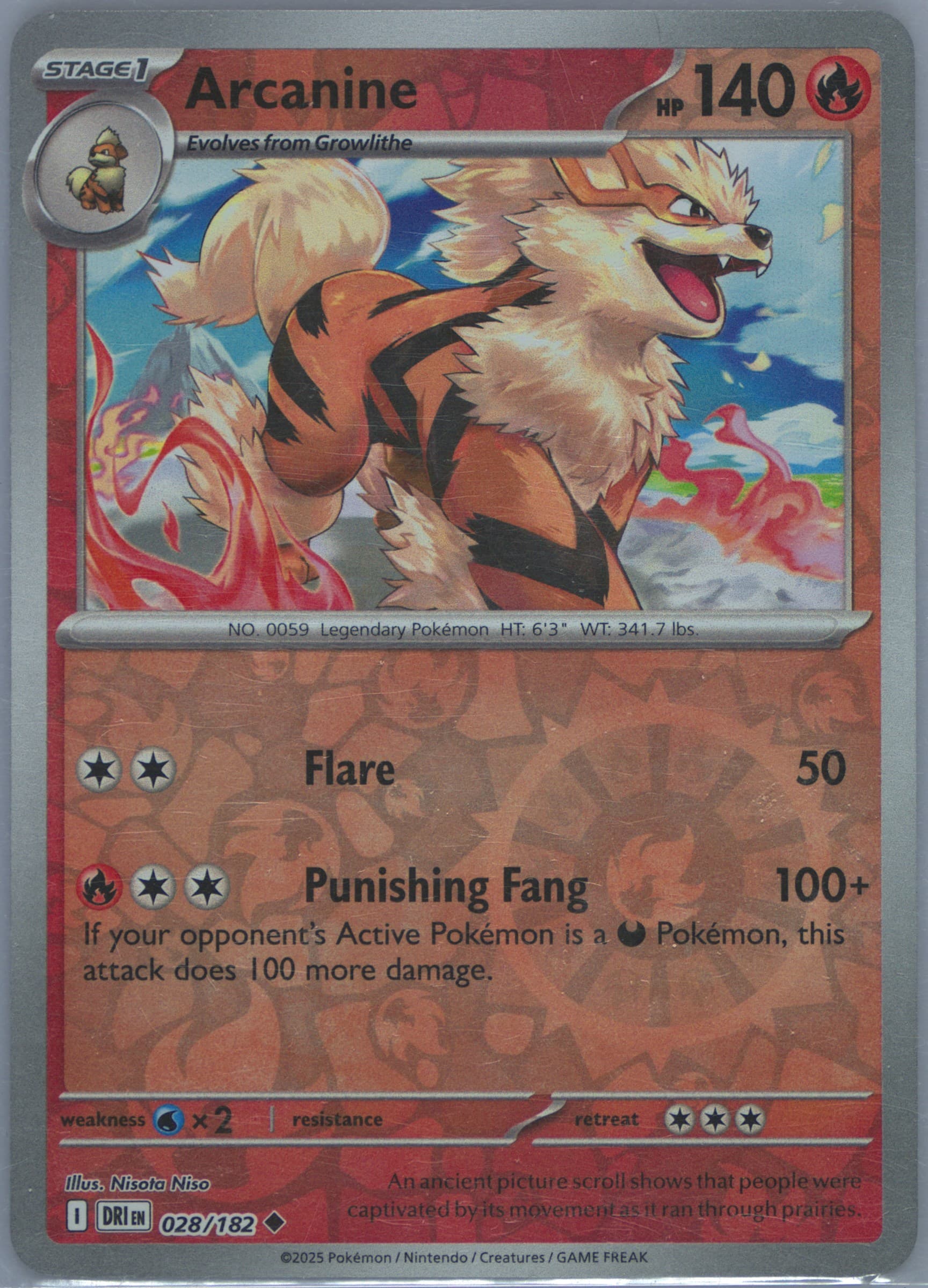 Arcanine Reverse Holo (028) 2025 Pokemon Dri EN-Destined Rivals