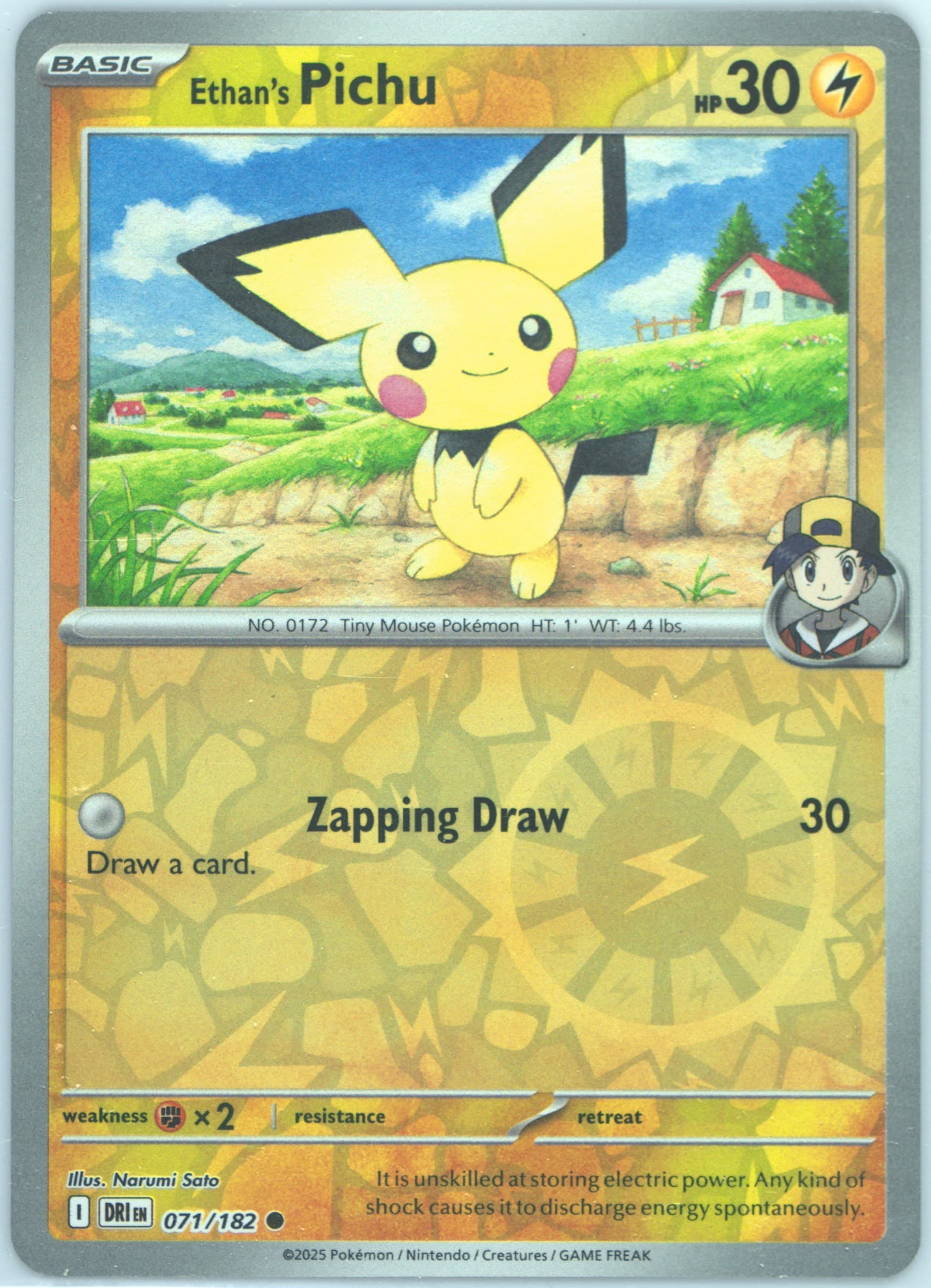 Ethan's Pichu Reverse Holo (071) 2025 Pokemon Dri EN-Destined Rivals