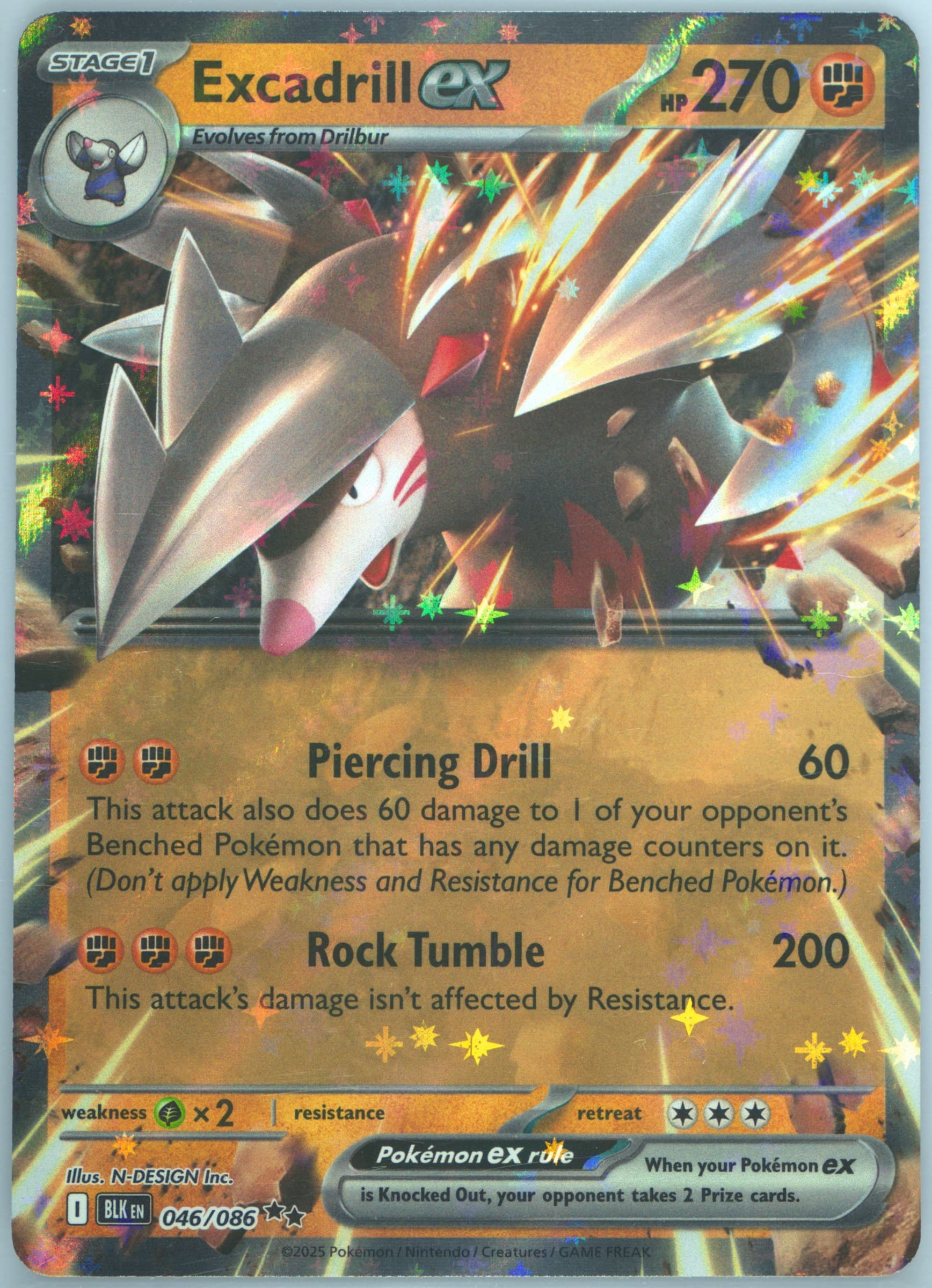 Excadrill EX (046) 2025 Pokemon Blk EN-Black Bolt