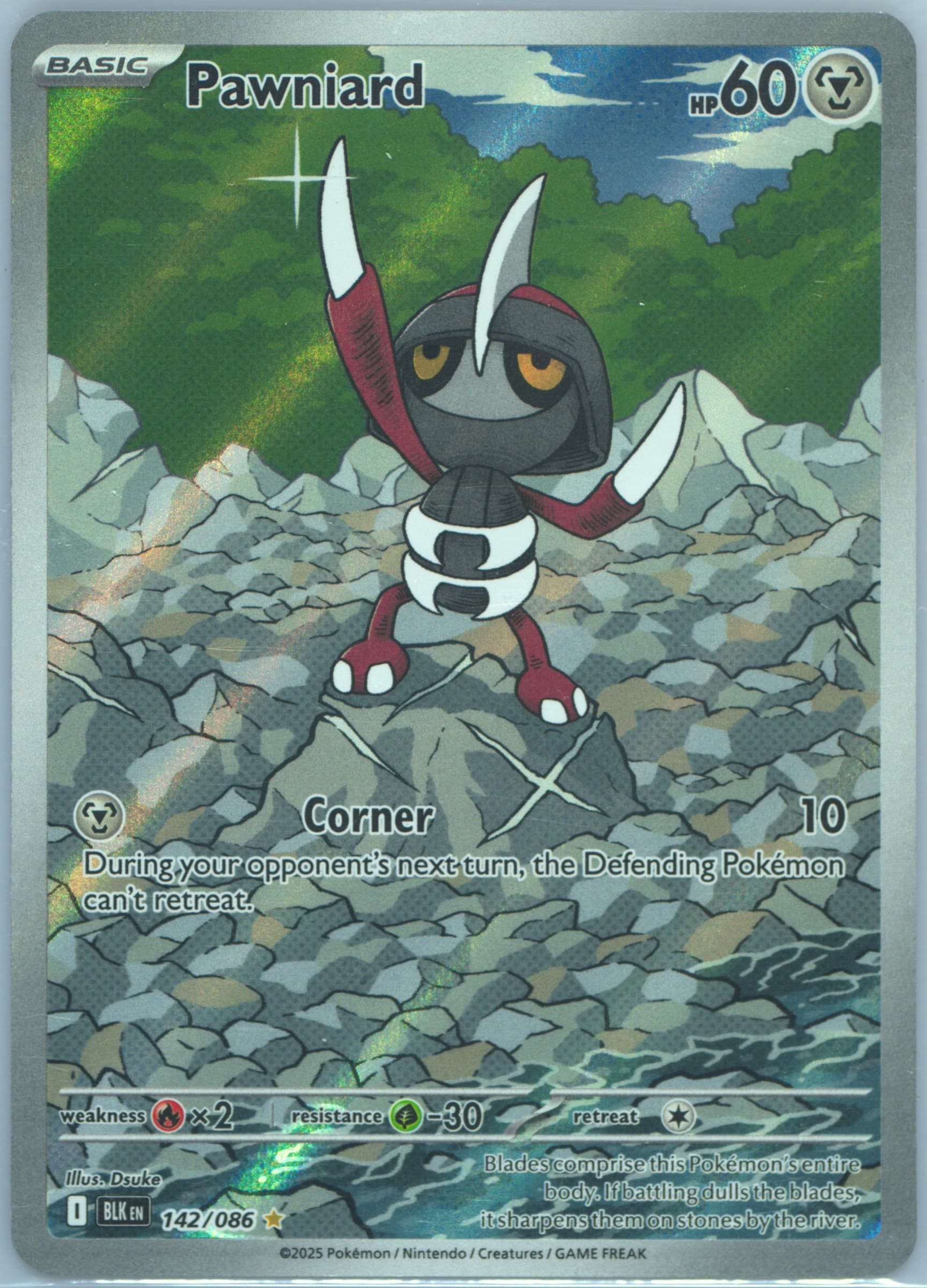 Pawniard Illustration Rare (142) 2025 Pokemon Blk EN-Black Bolt